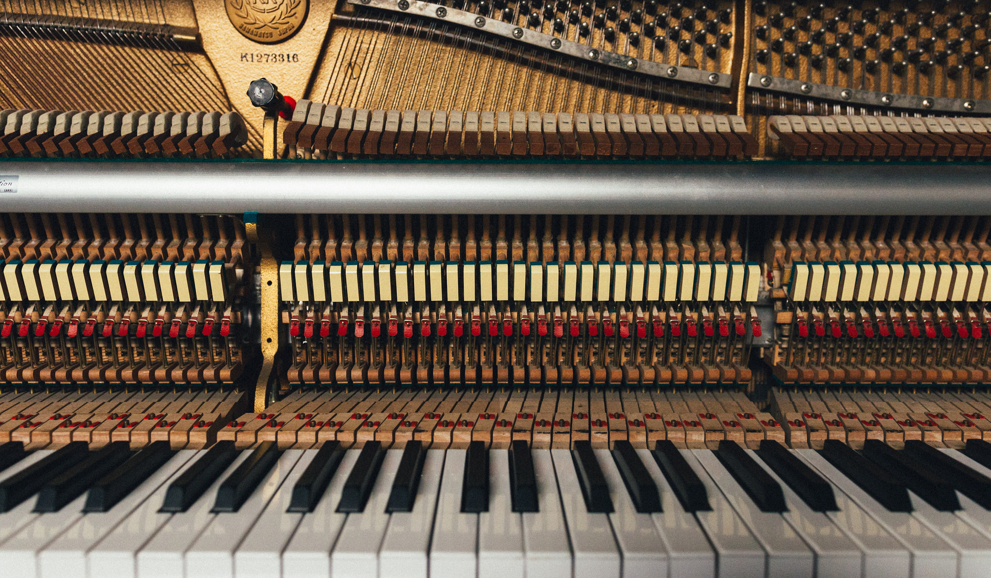 Sound board of a piano.