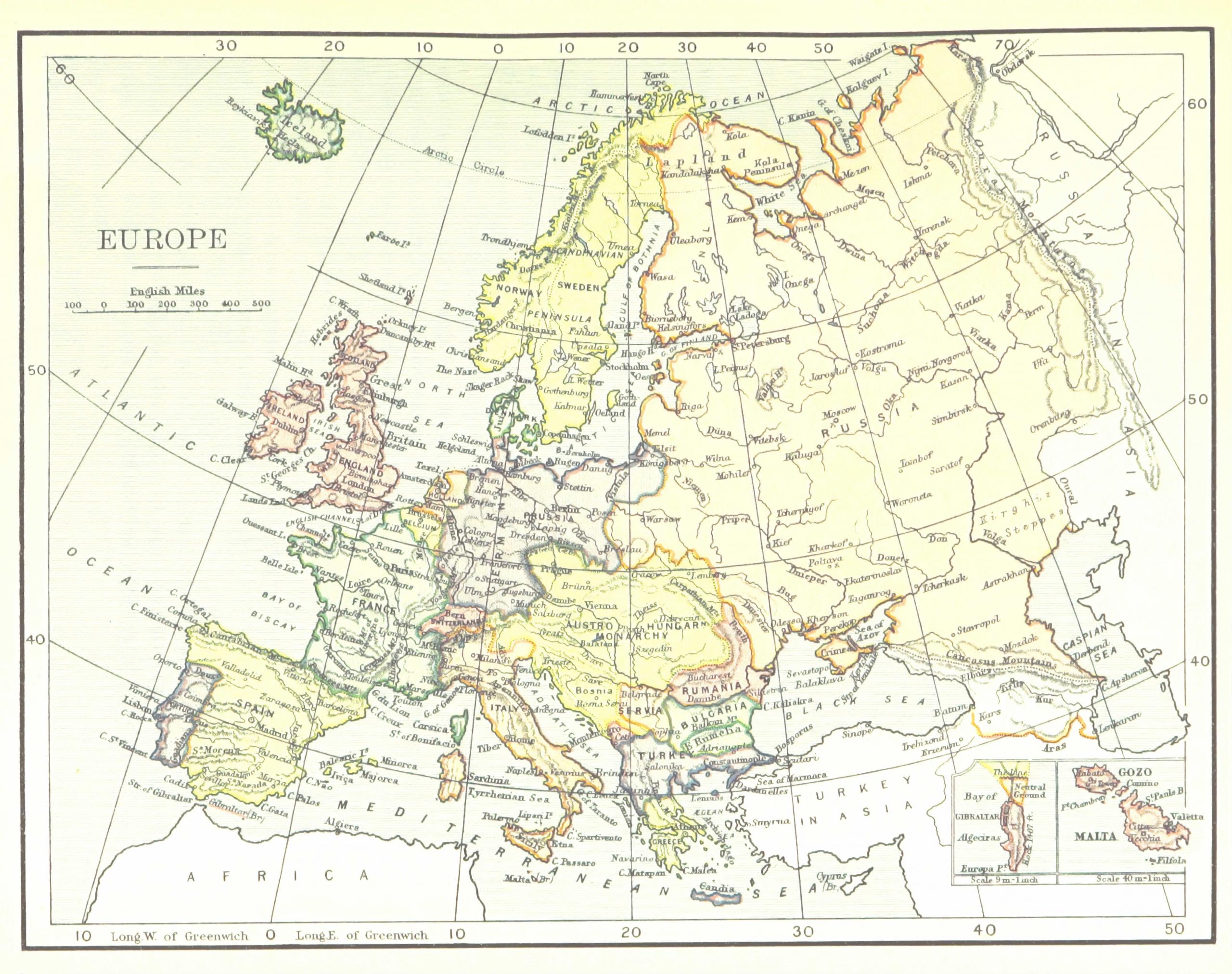 Italia Euroopan kartalla