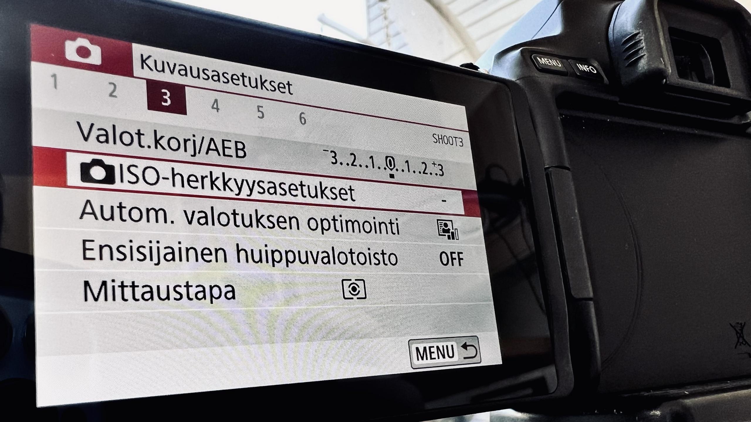 Kameran valokuvauksen asetukset