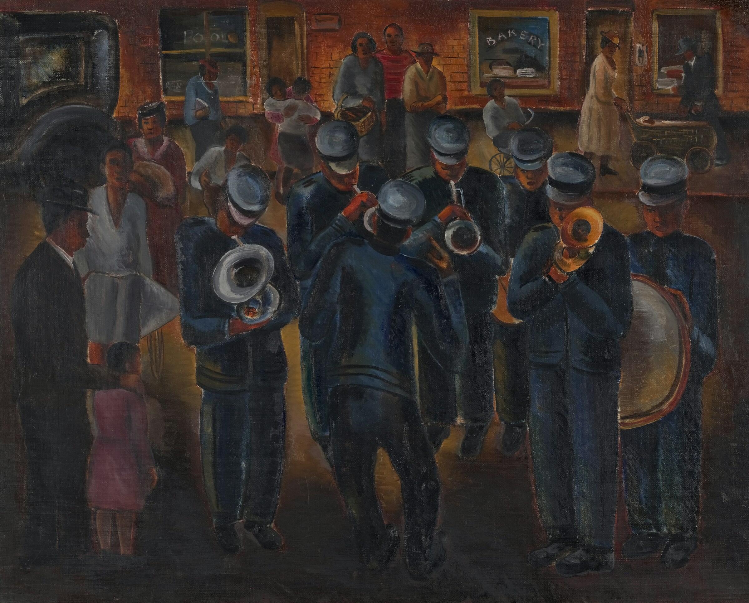 Jazzin soittoa esittävä maalaus