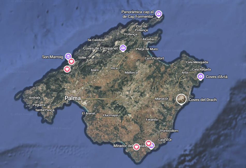 Mallorcan saari kartalla