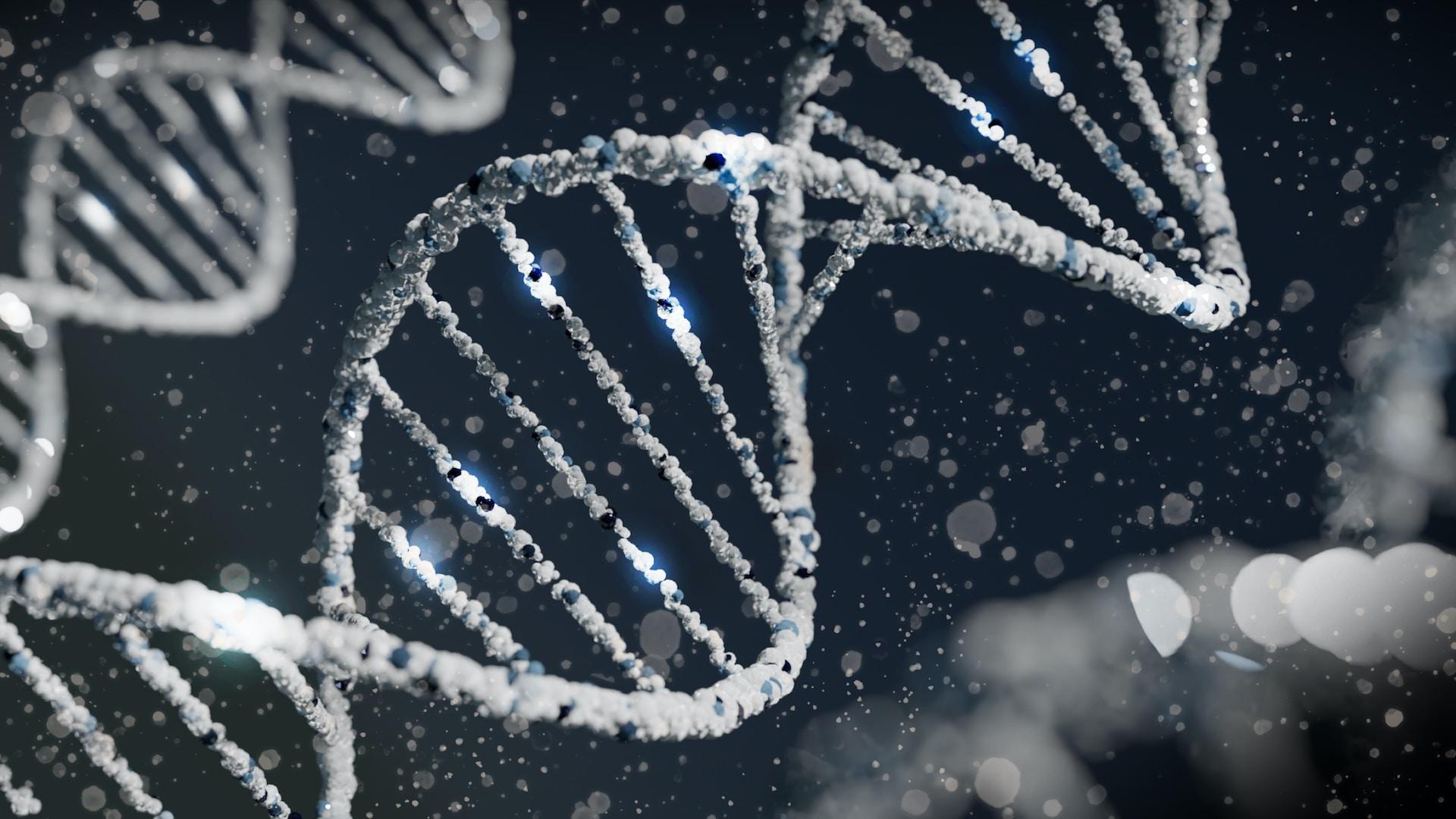 DNA helix onder een microscoop