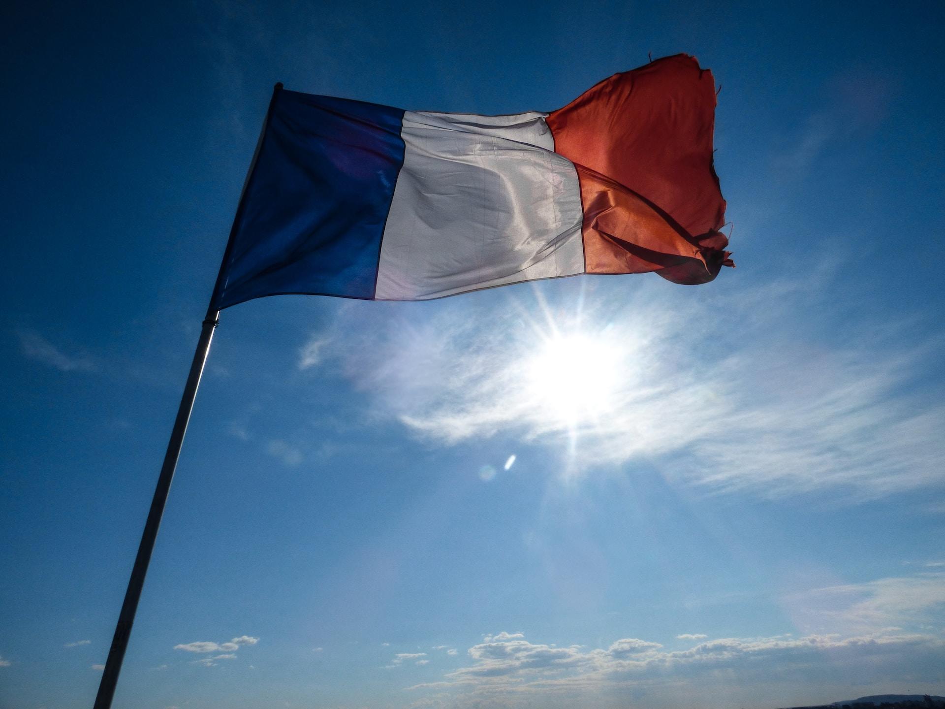 Franse vlag in de wind