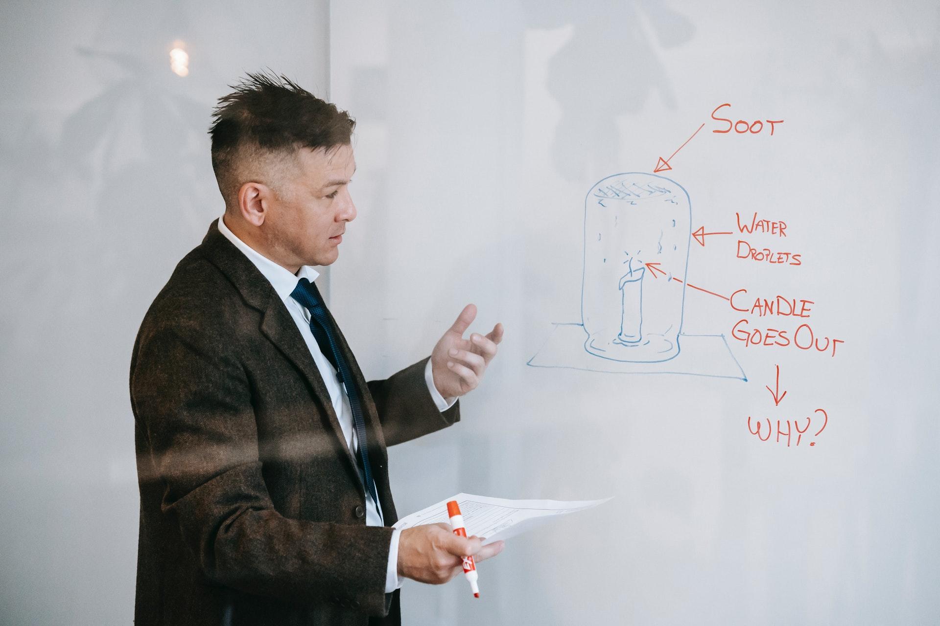 Bijlessen geven met aantekeningen op bord, leg het goed uit!