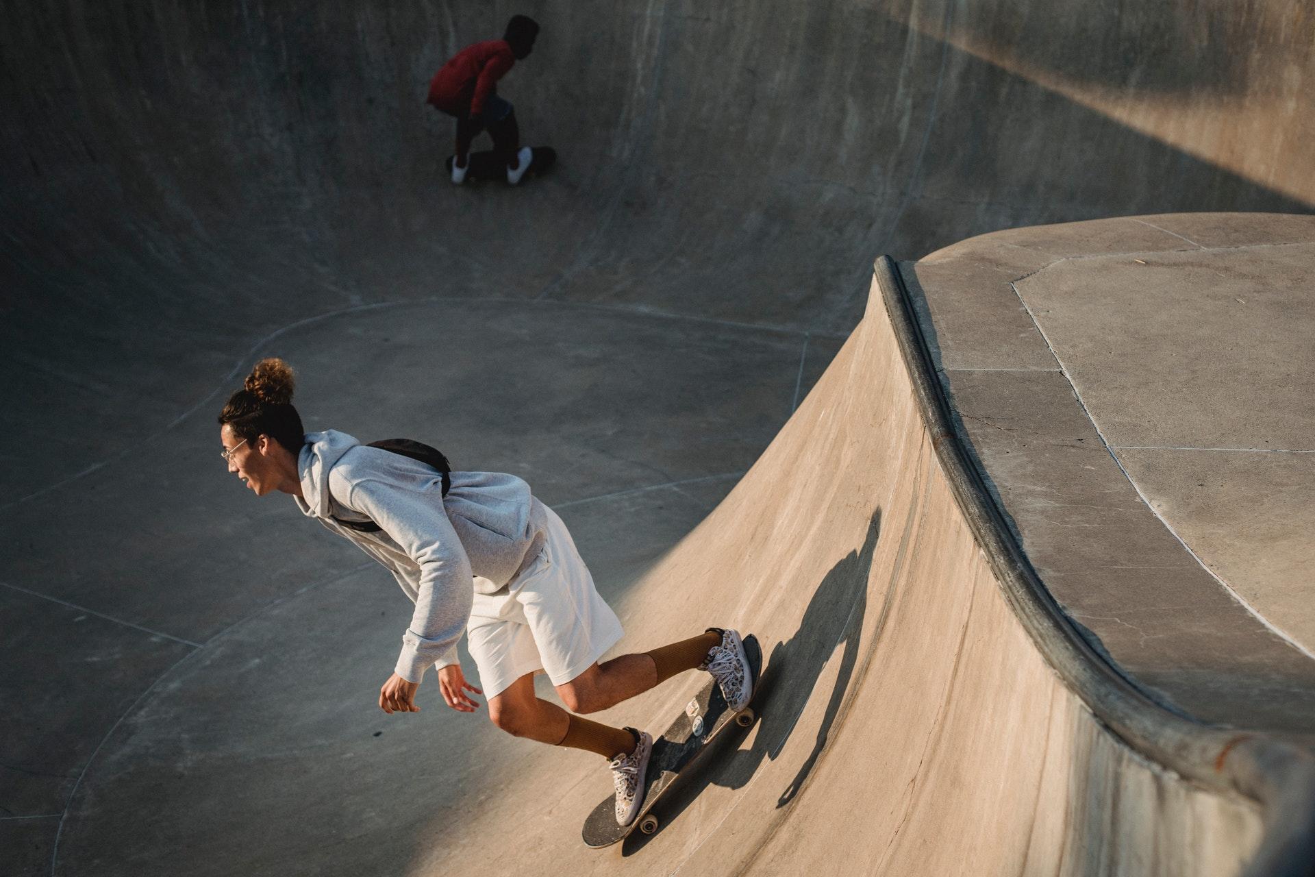 Skaters in skatepark