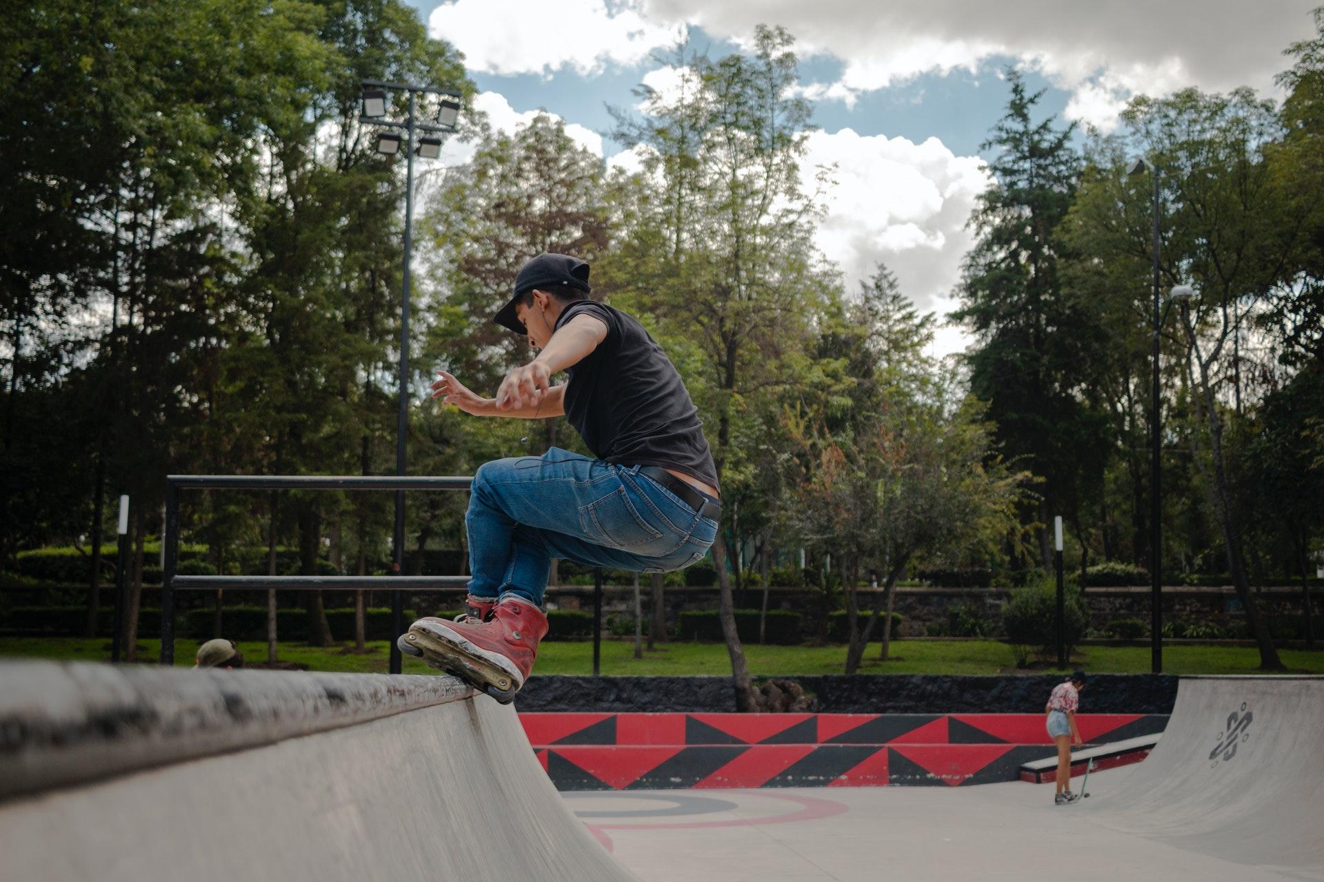 Skater in skatepark