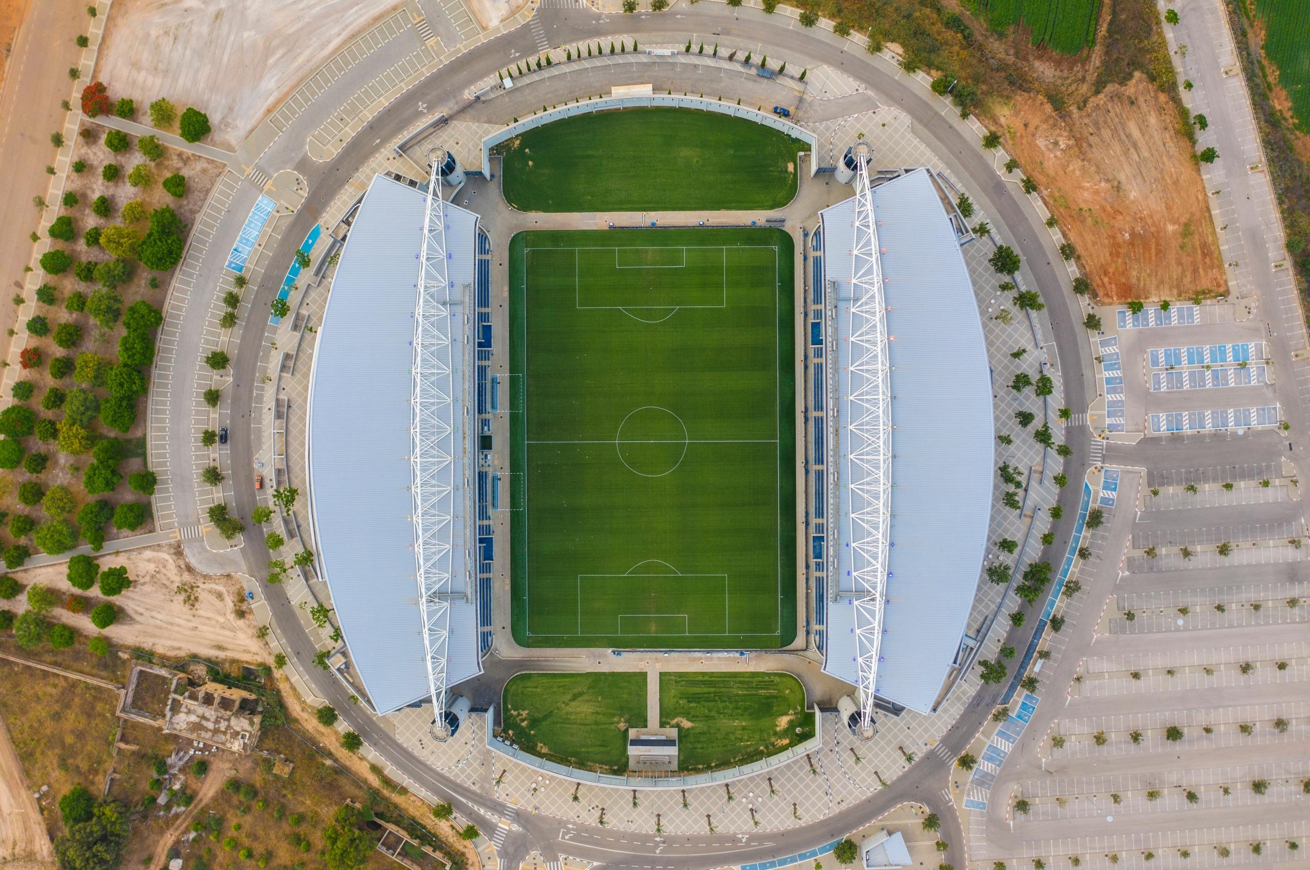  Bovenzicht van voetbalstadion