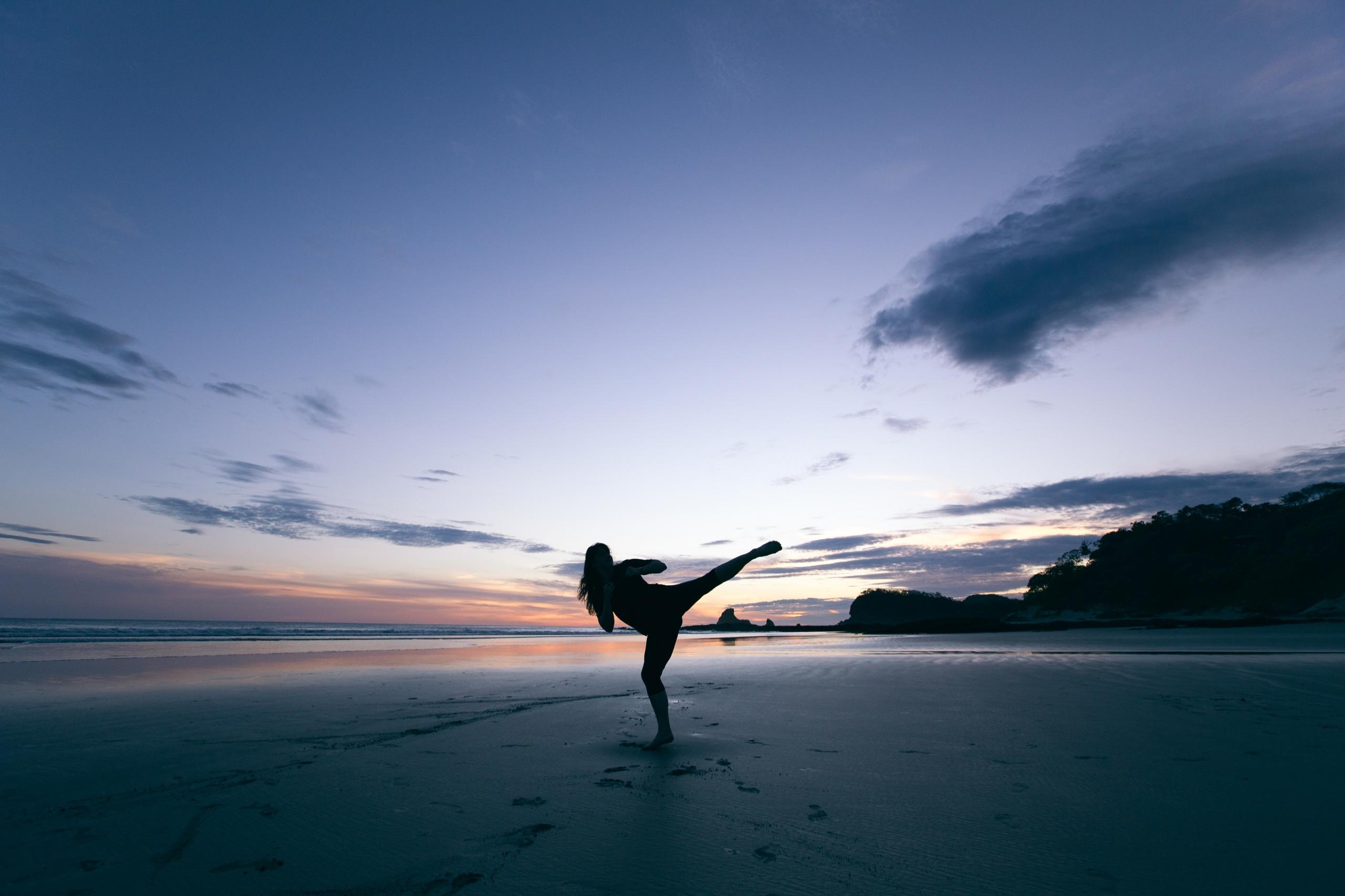 Kickbokser op strand