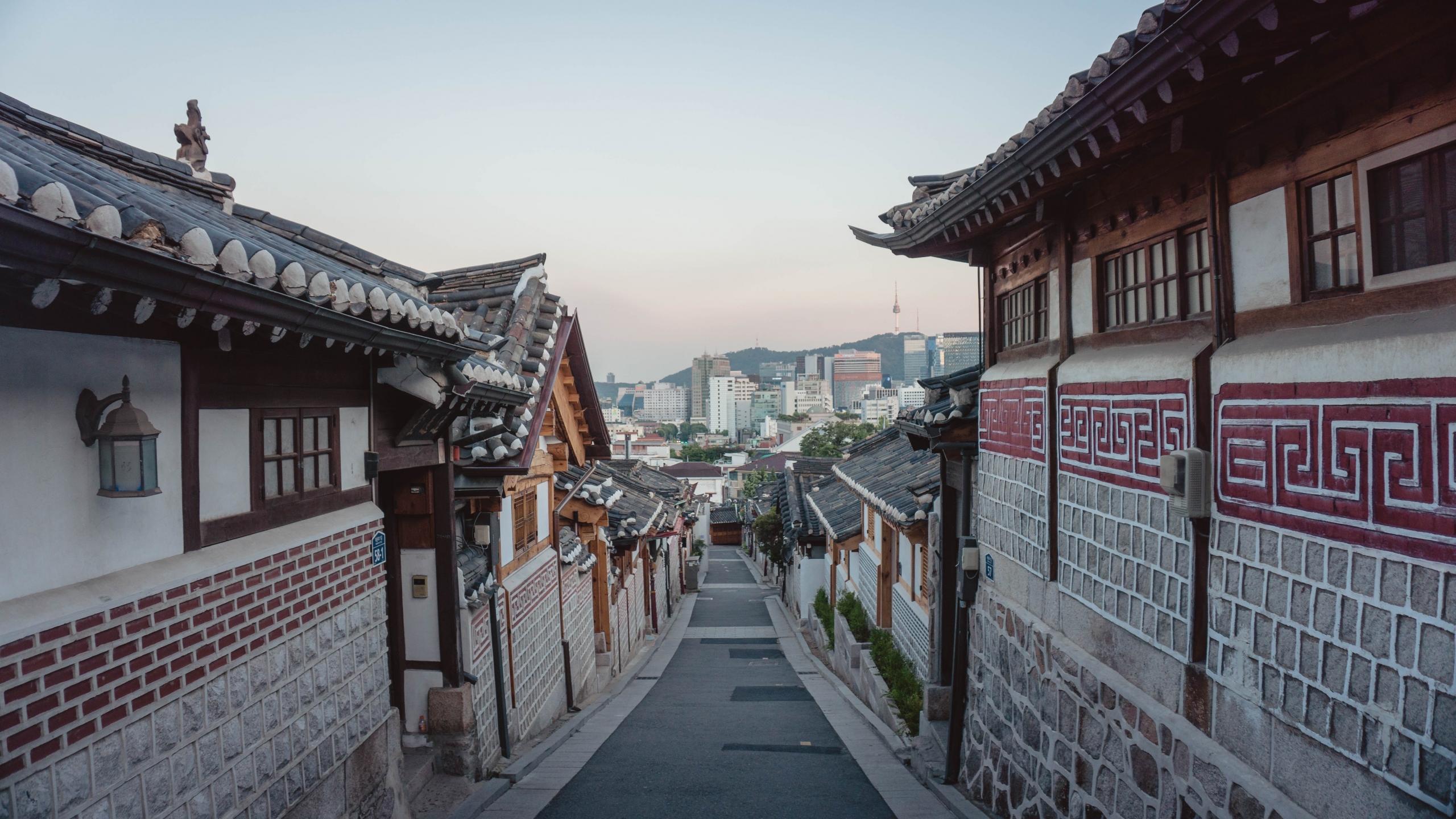 Zicht op huizen van Zuid-Korea