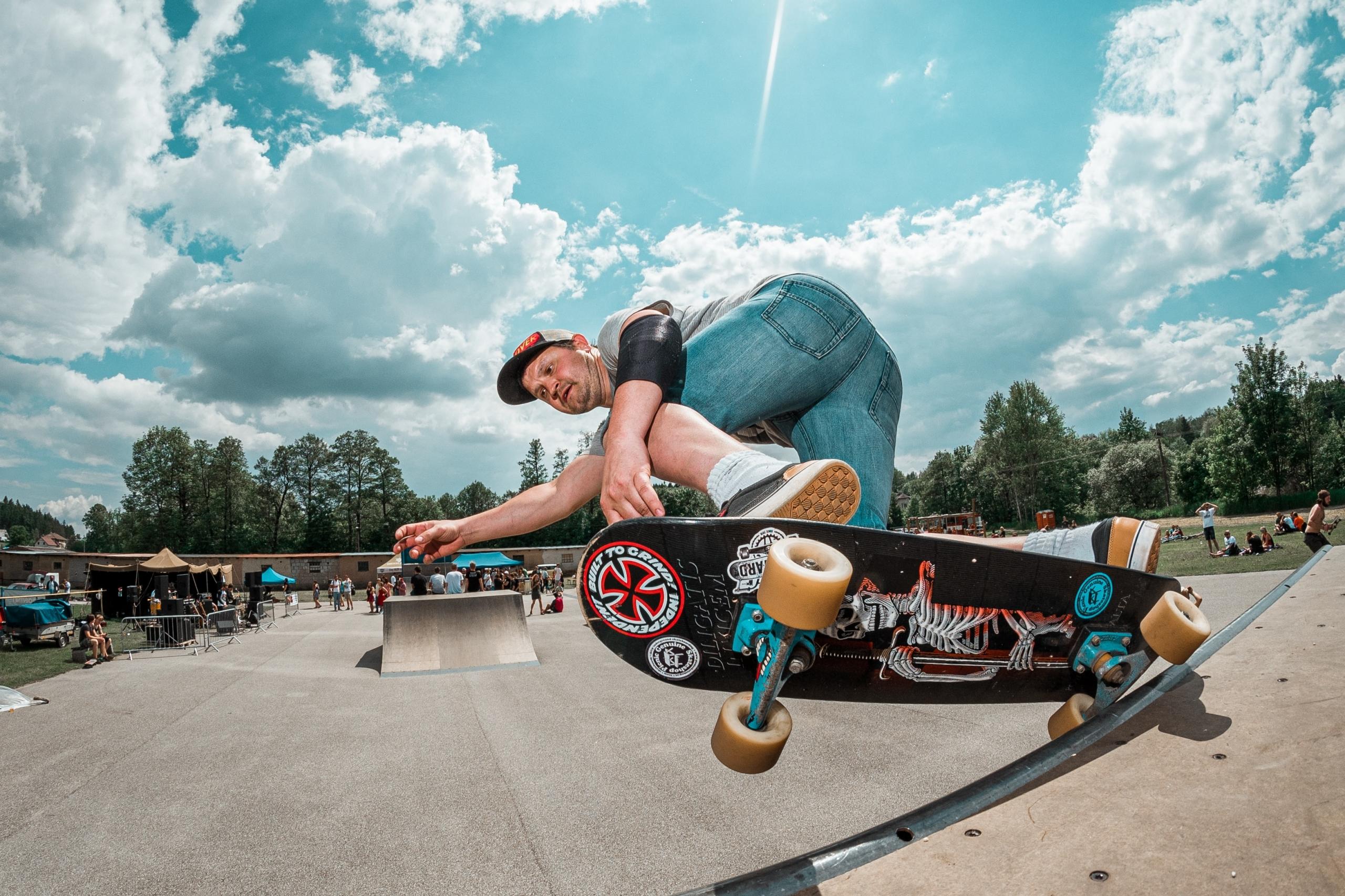 Skateboarder in skate park