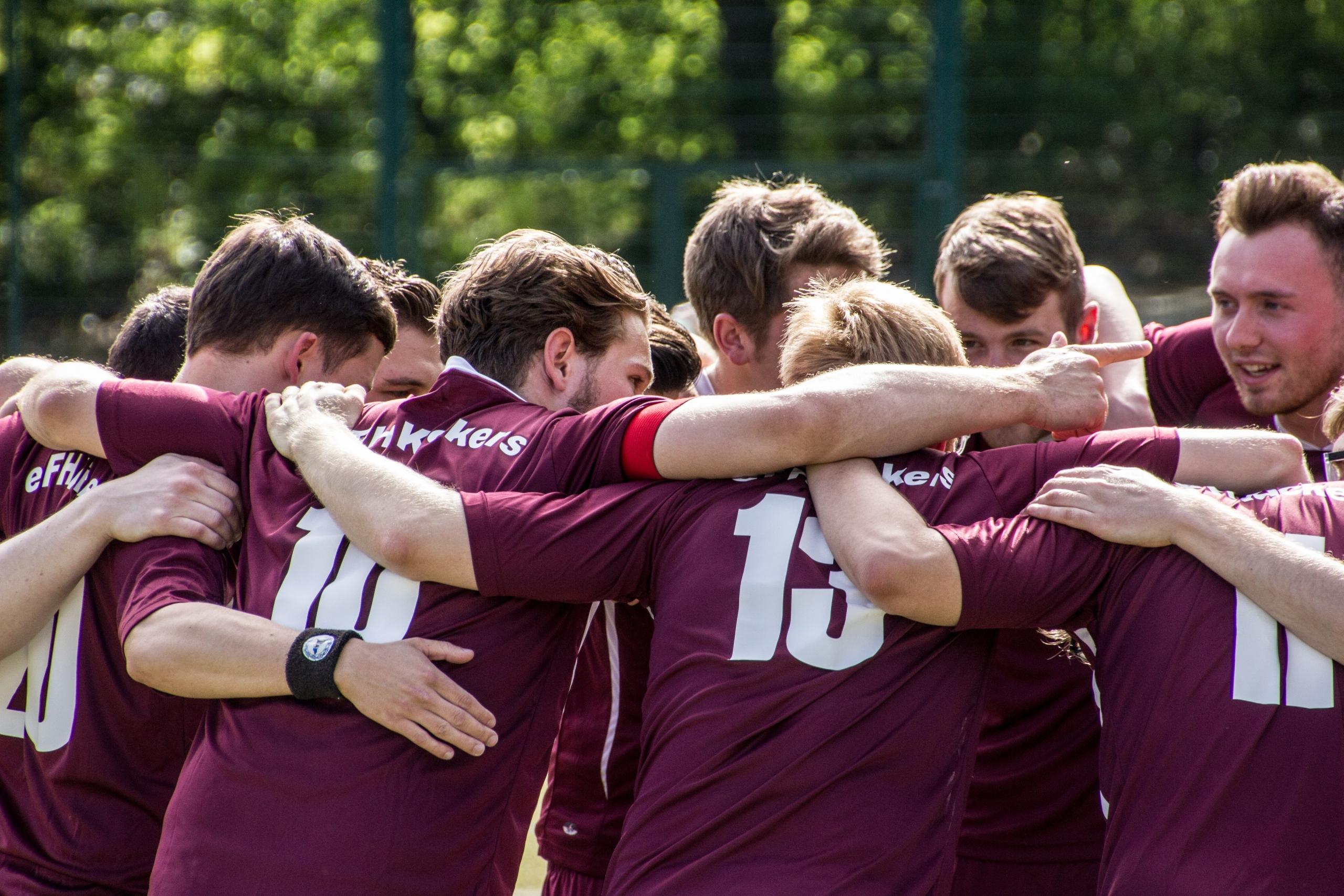 Voetbal team voor een wedstrijd