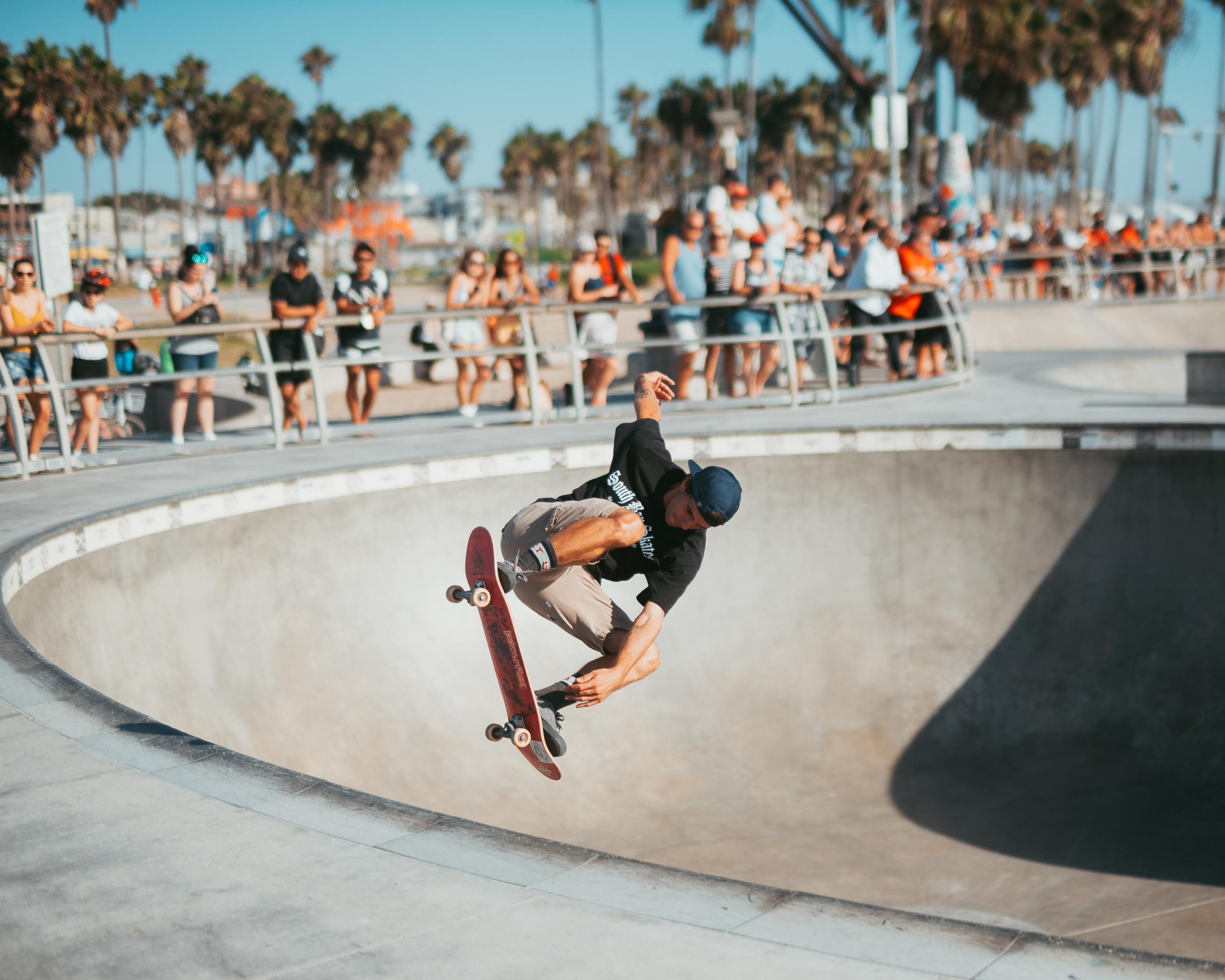 Skateboarder in skatepark
