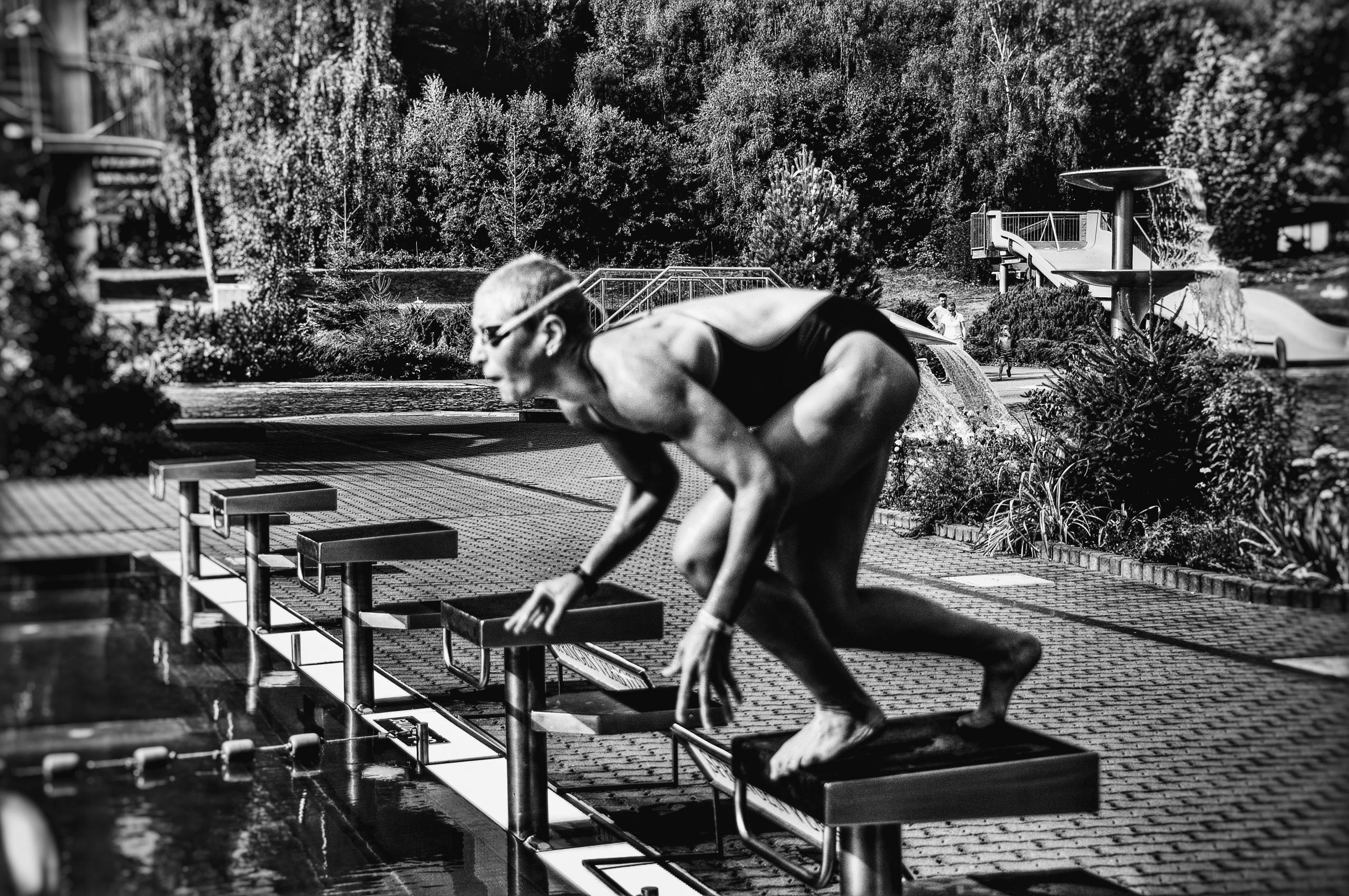 Oude foto van Belgische zwemmer