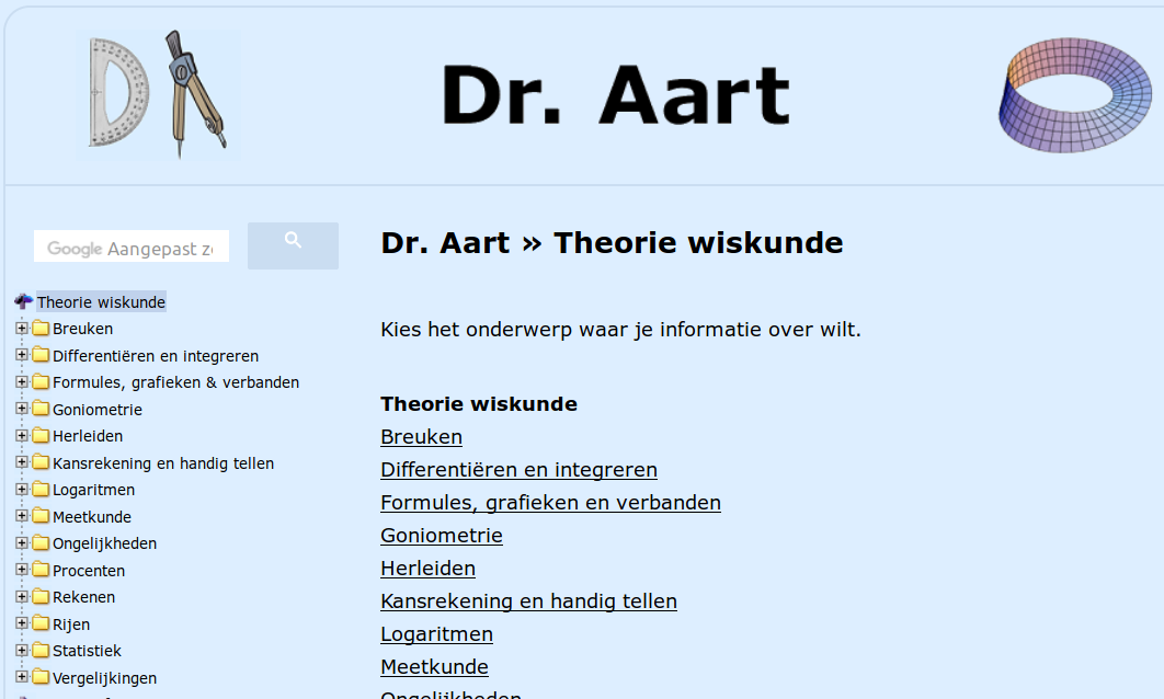 Dr. Aart geeft uitleg over allerlei wiskunde oefeningen