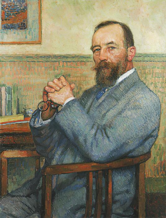 Zelfportret van Théo van Rysselberghe met subtiel kleurgebruik en fijne penseelstreken | Wikimedia Commons