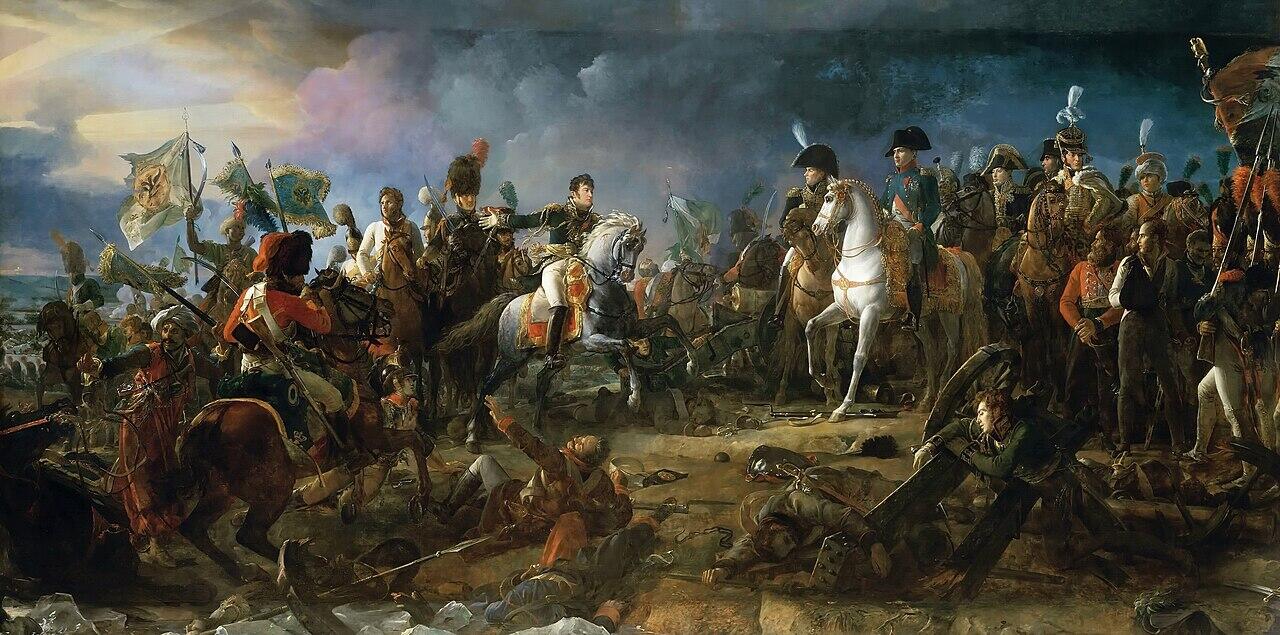 Frans generaal en dictator Napoleon Bonaparte bij de slag van Austerlitz.