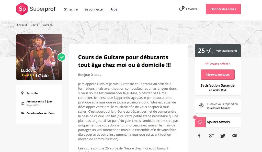 Apprendre la guitare à Paris avec un professeur particulier.