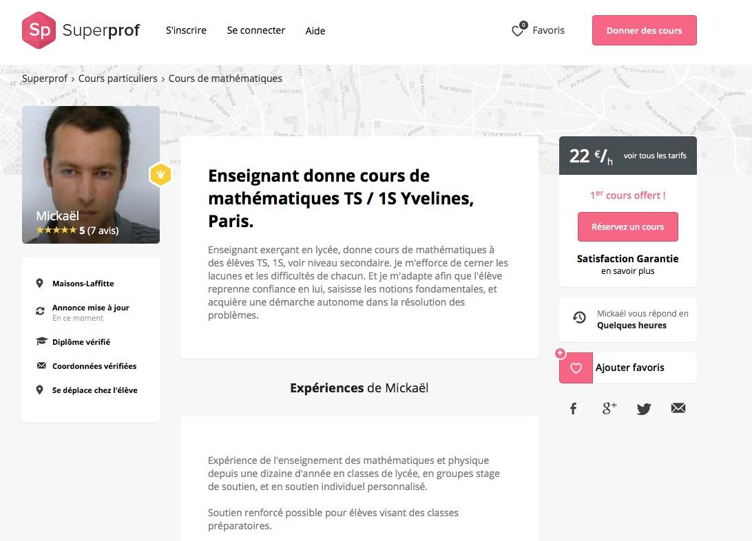 Combien coûte un cours de maths chez Superprof ?