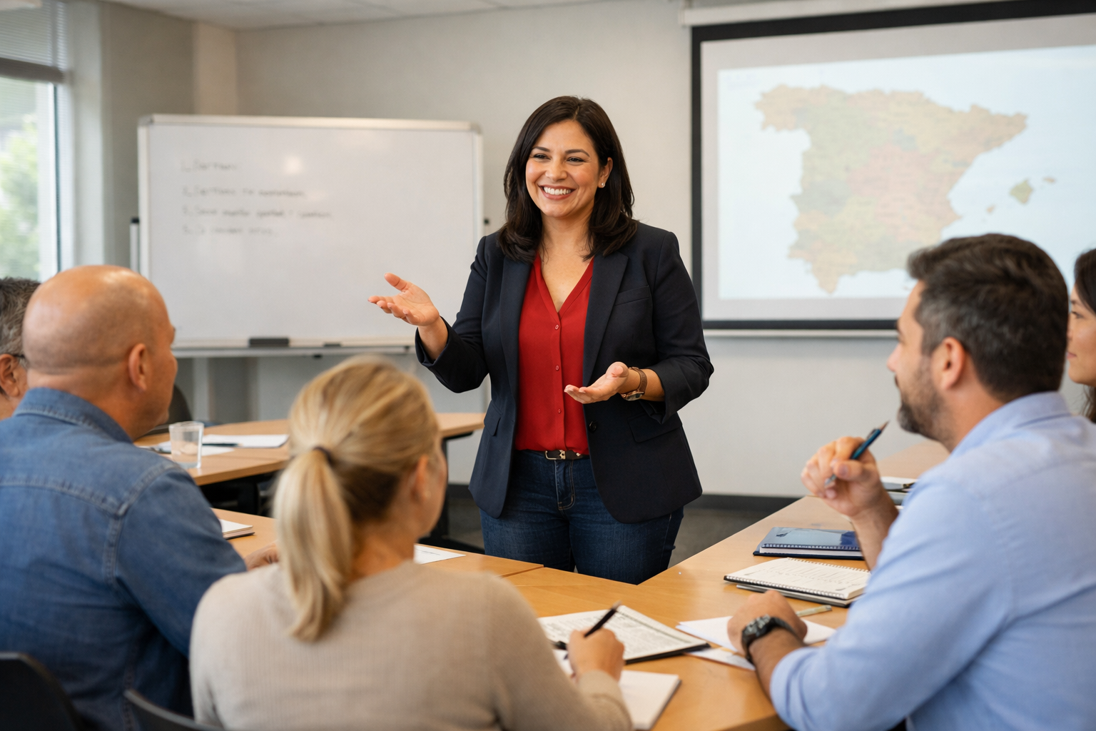 Professeur d'espagnol enseignant à des adultes en entreprise. 