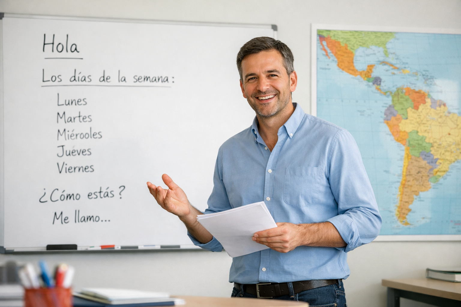 Professeur d'espagnol dans une classe. 
