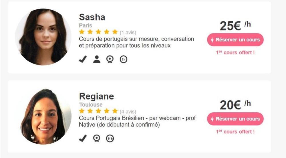 Le prix des cours particuliers de brésilien varient selon les profils.