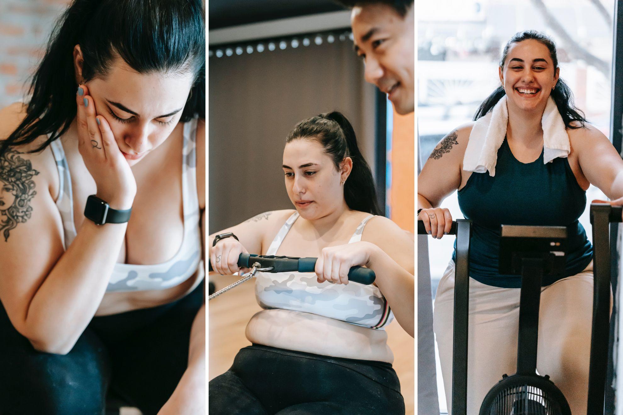 Une jeune femme qui découvre les joies du travail avec un coach sportif.