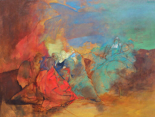 Jacob chez Laban - Huile sur isorel