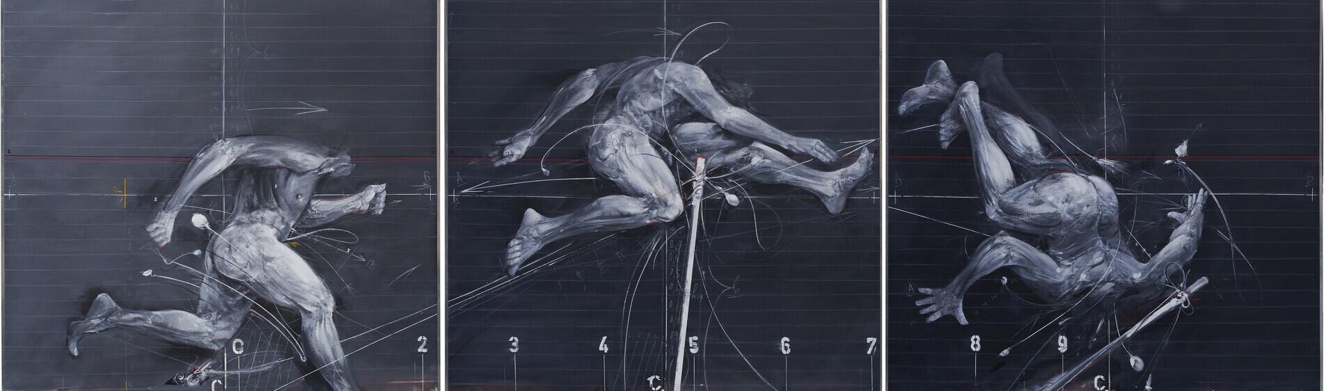 Vladimir Veličković, Trois états du saut, 1975,