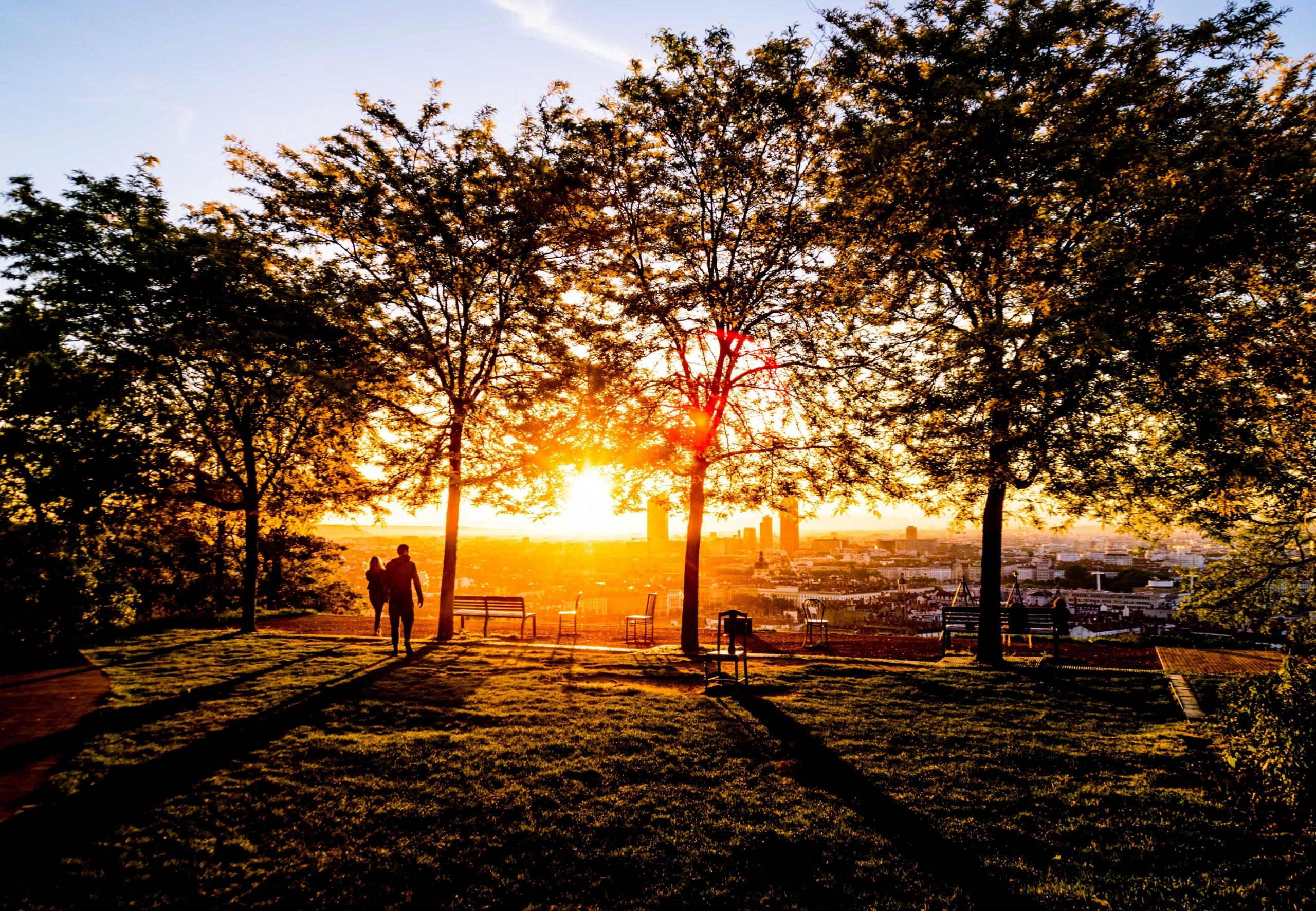 Une vue sur Lyon au coucher du soleil