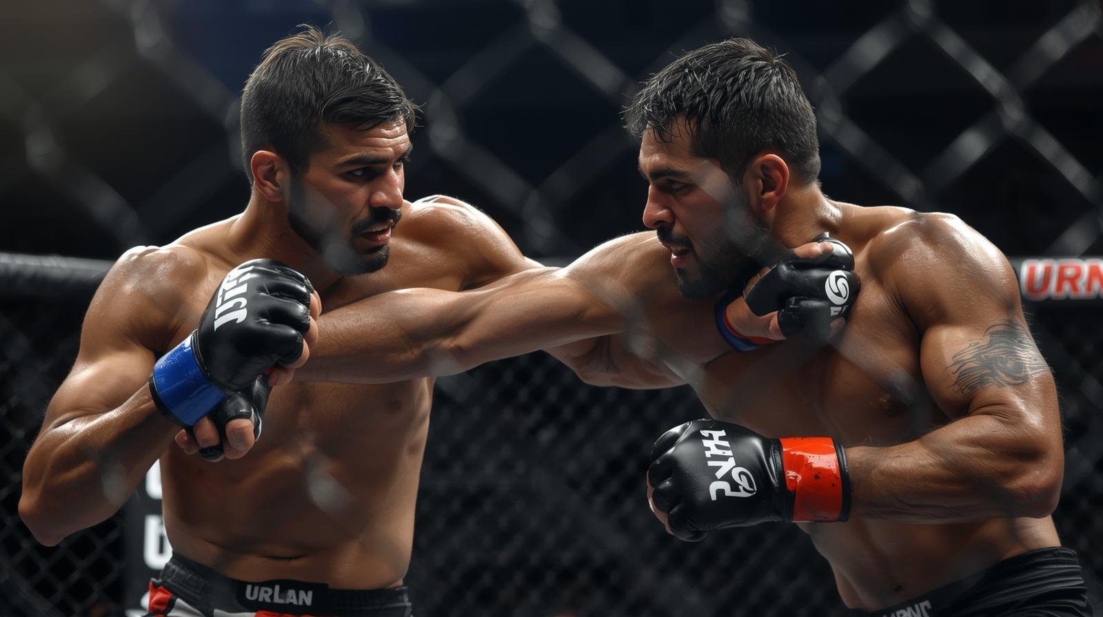 Deux combattants de MMA dans l'octogone