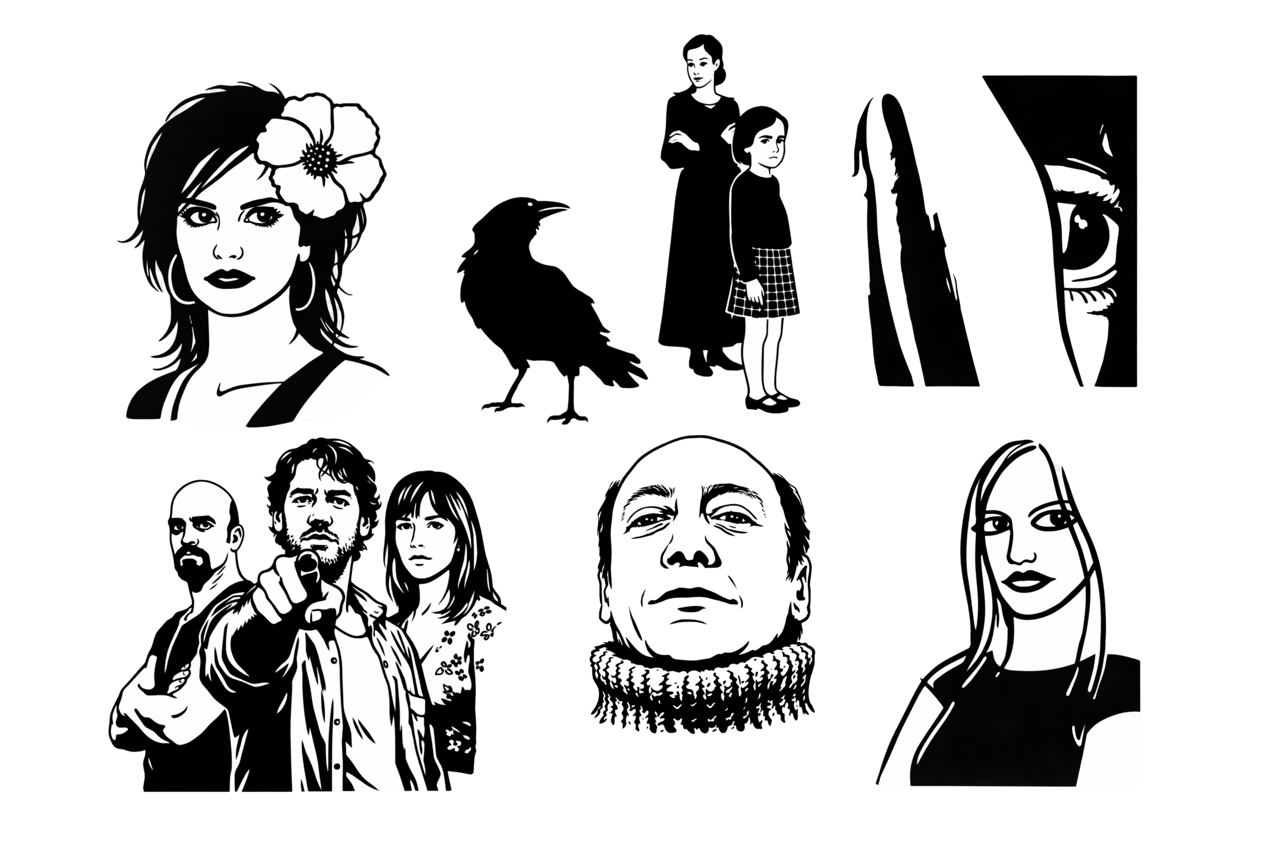 Dessin représentant plusieurs affiches de films espagnols.