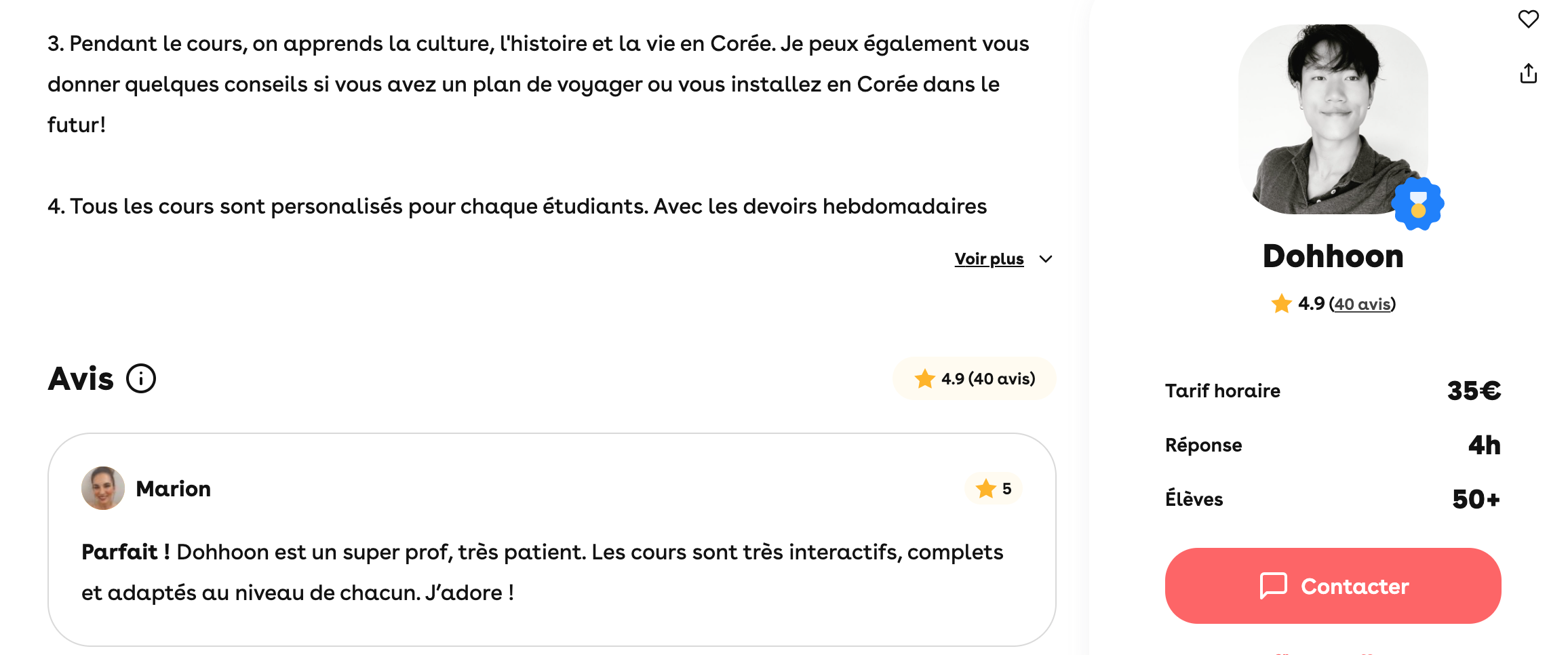 Dohhoon, prof de coréen sur superprof à 35 € de l'heure.