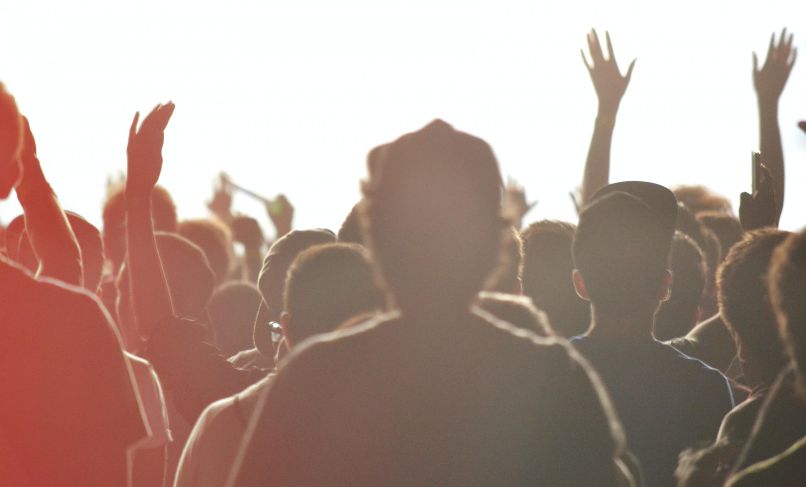 Un public de festival profite du programme sur scène.