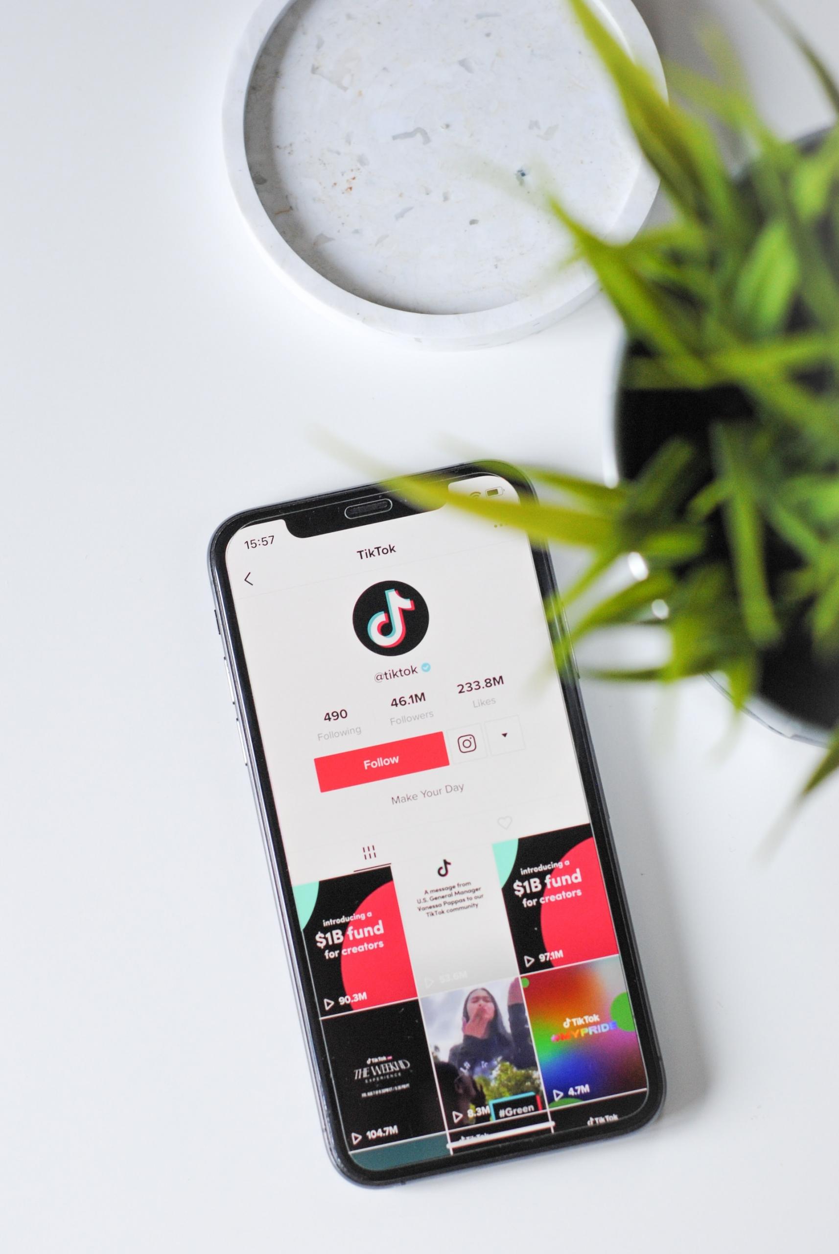 téléphone possédant l'application TikTok