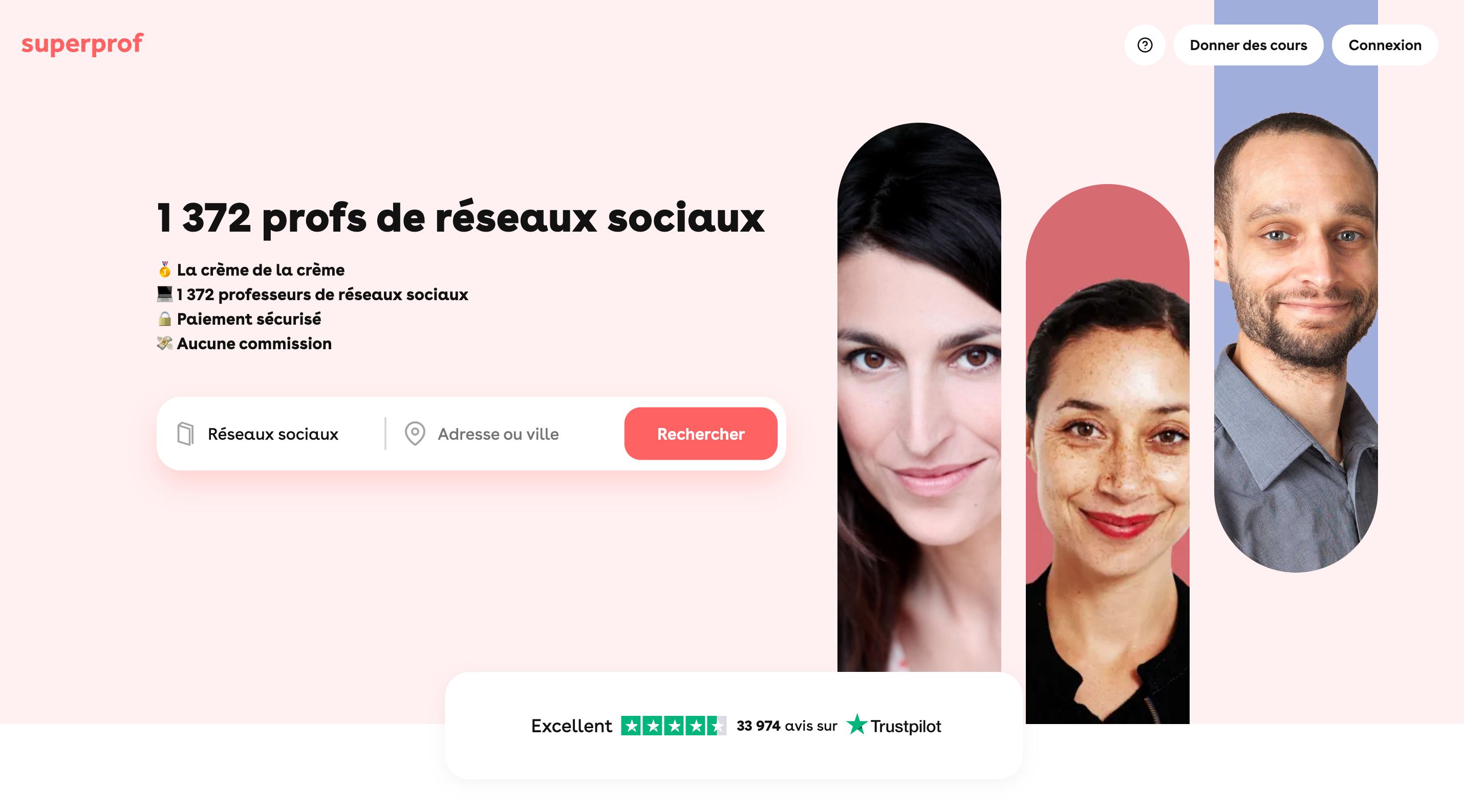 extrait de la plateforme Superprof pour les cours de réseaux sociaux 
