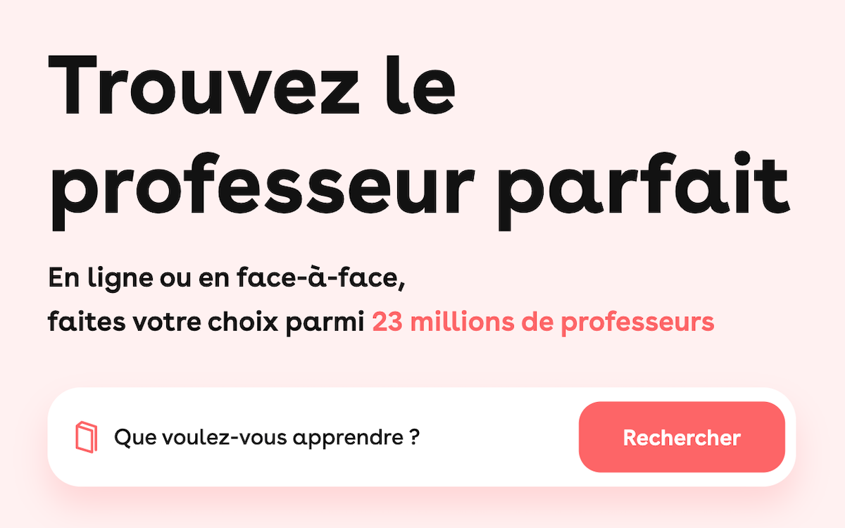 Capture d'écran recherche de professeur sur Superprof.