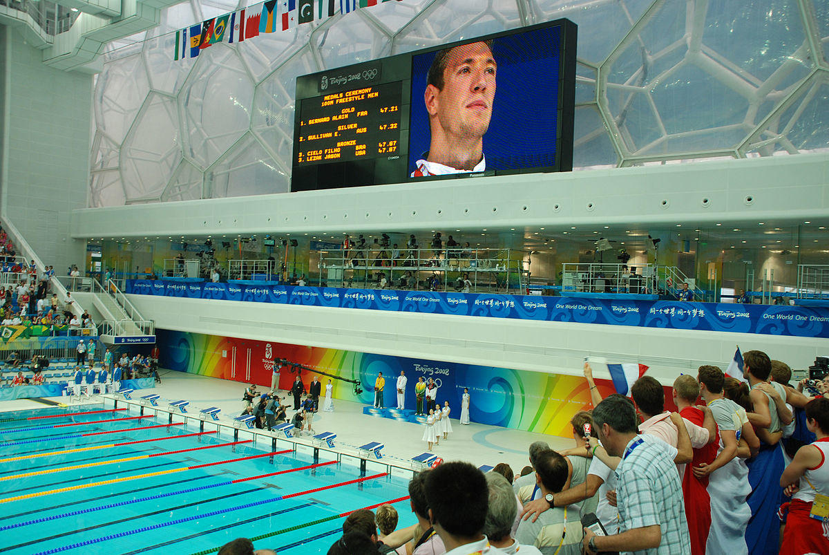 Alain Bernard obtient la médaille d'or en 2008 à Pékin.
