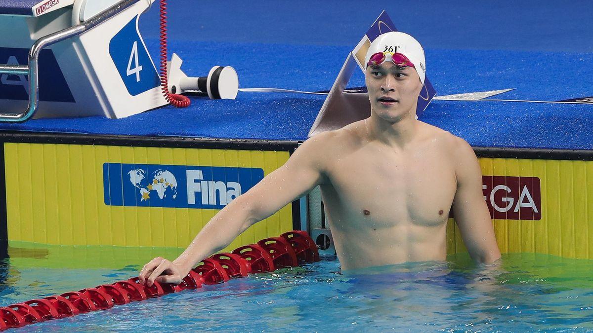 Sun Yang après une course dans une piscine