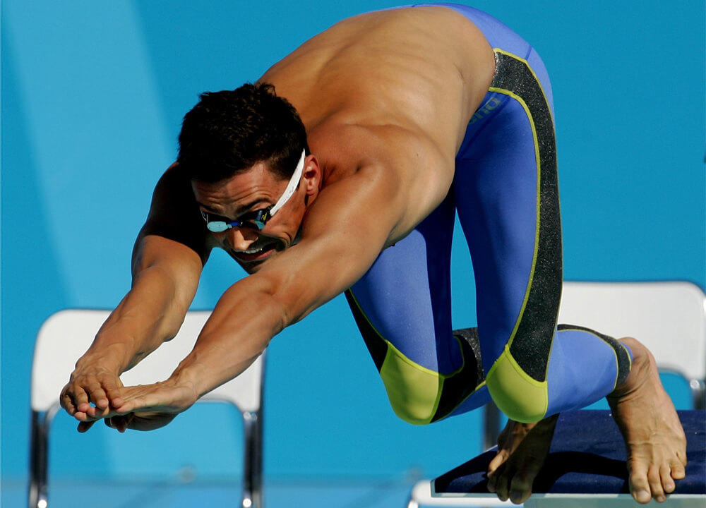 Alexander Popov qui plonge pour une course de natation