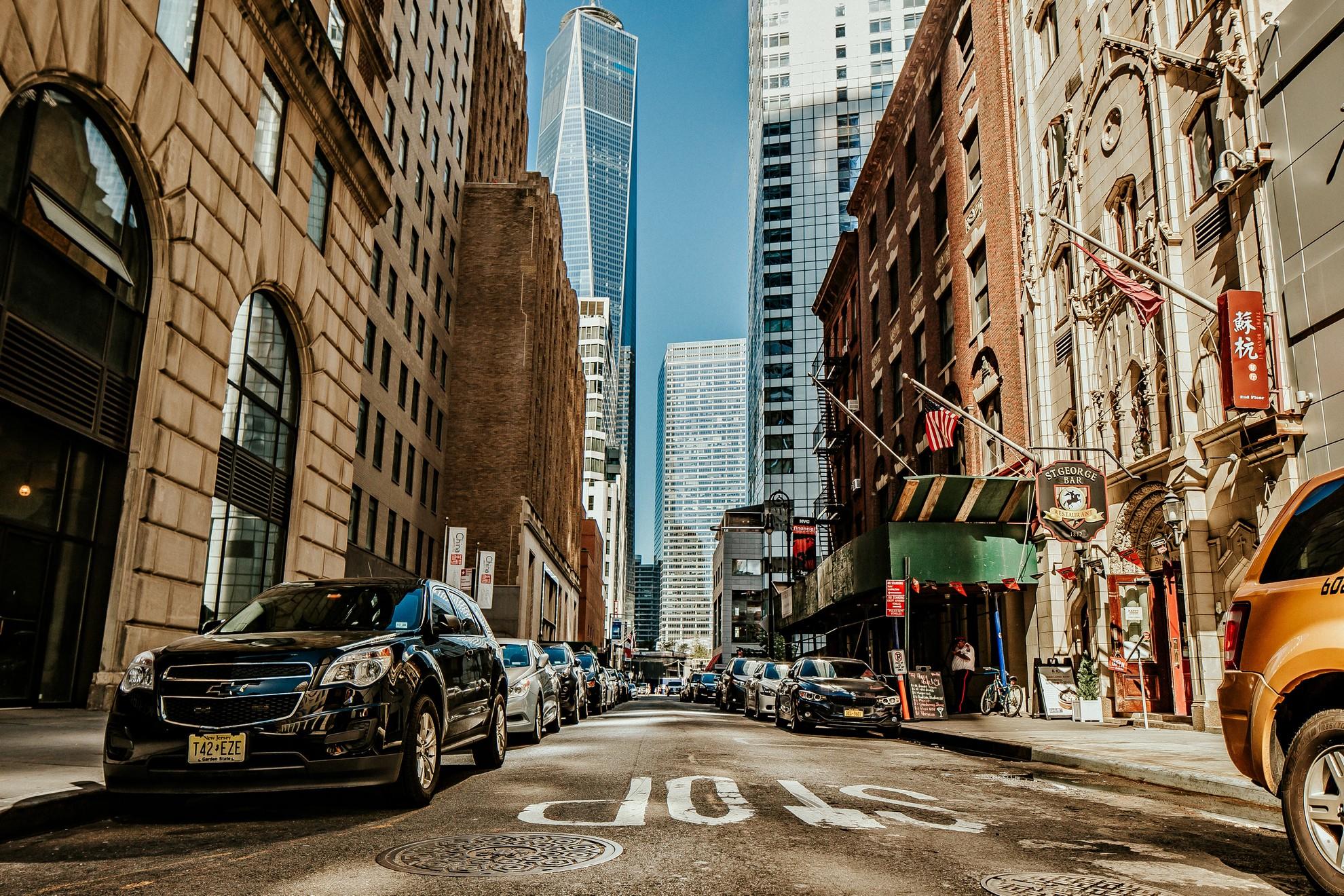 Une rue près du business district de New York.