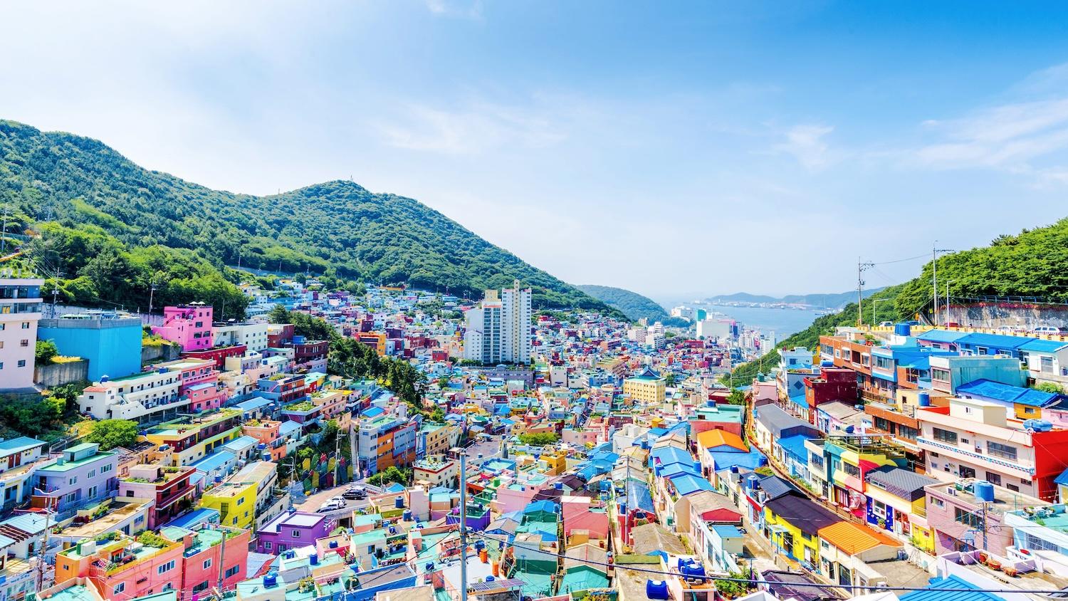 Vue sur les maisons colorées de Busan