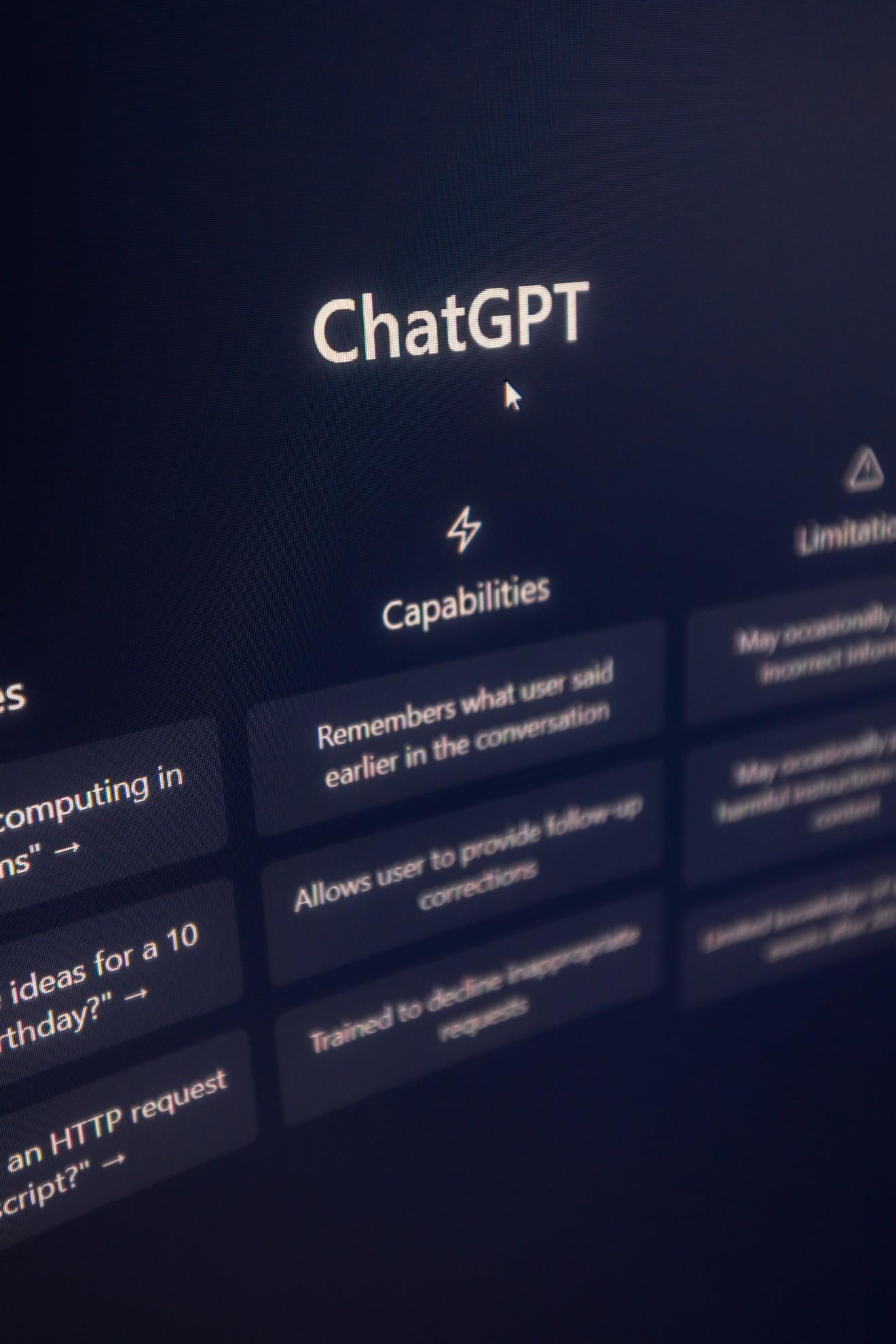 L'écran d'accueil de ChatGPT.