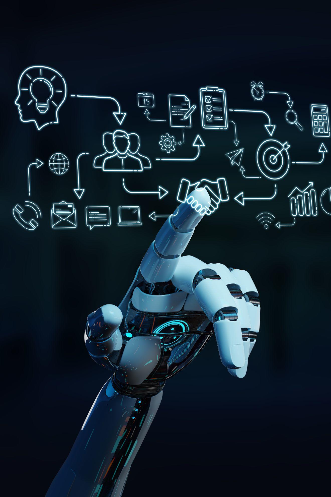Un main robot en train de cliquer sur une icône.