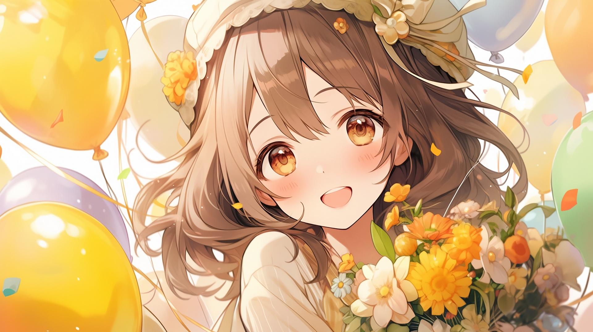 Dessin d'un personnage manga avec des fleurs.