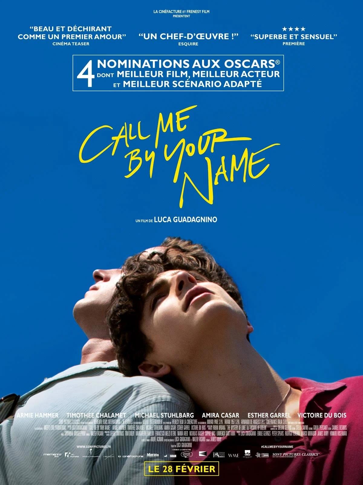 Affiche du film "Call my by your name". 