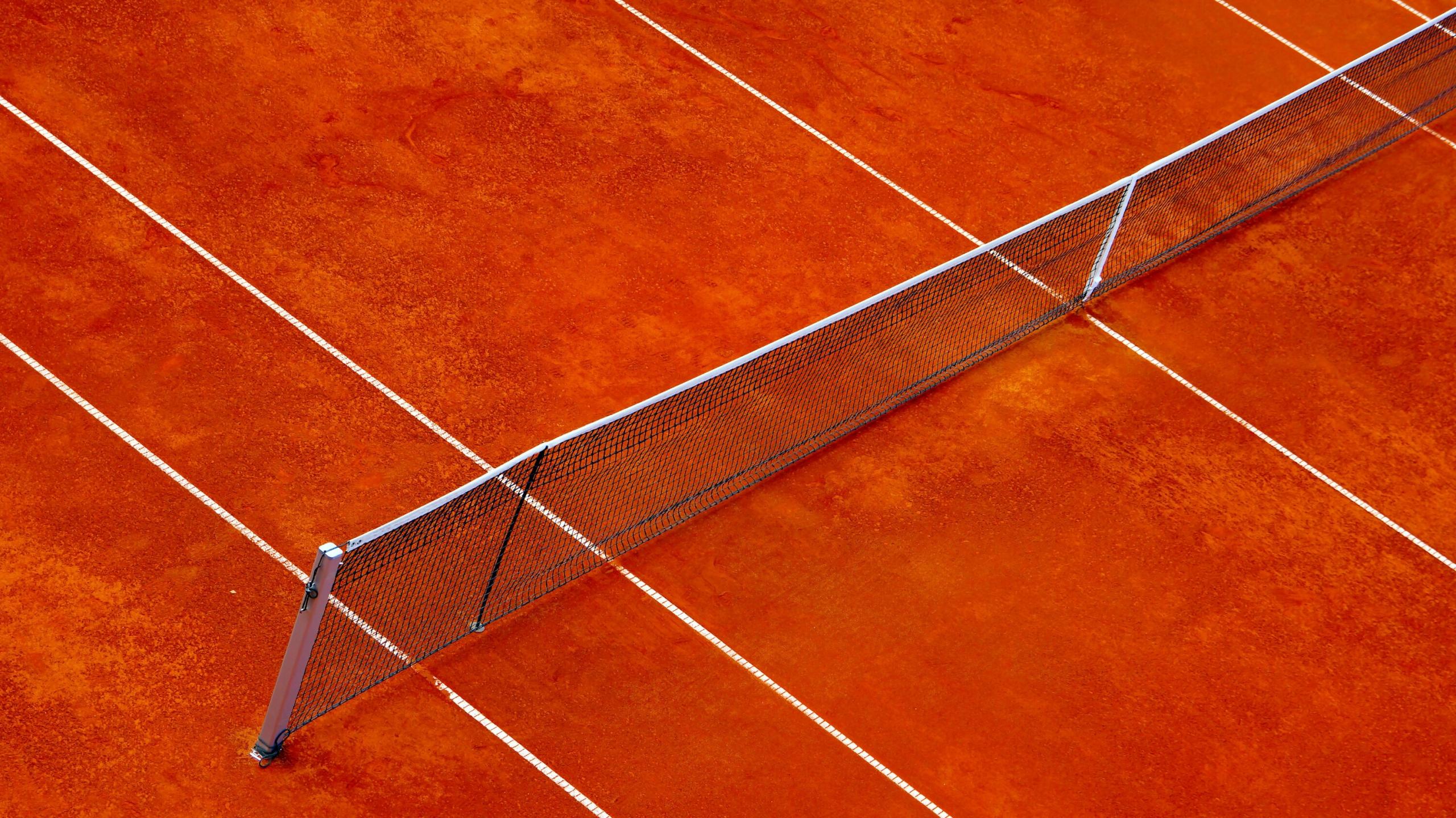 Un court de tennis en terre battue.