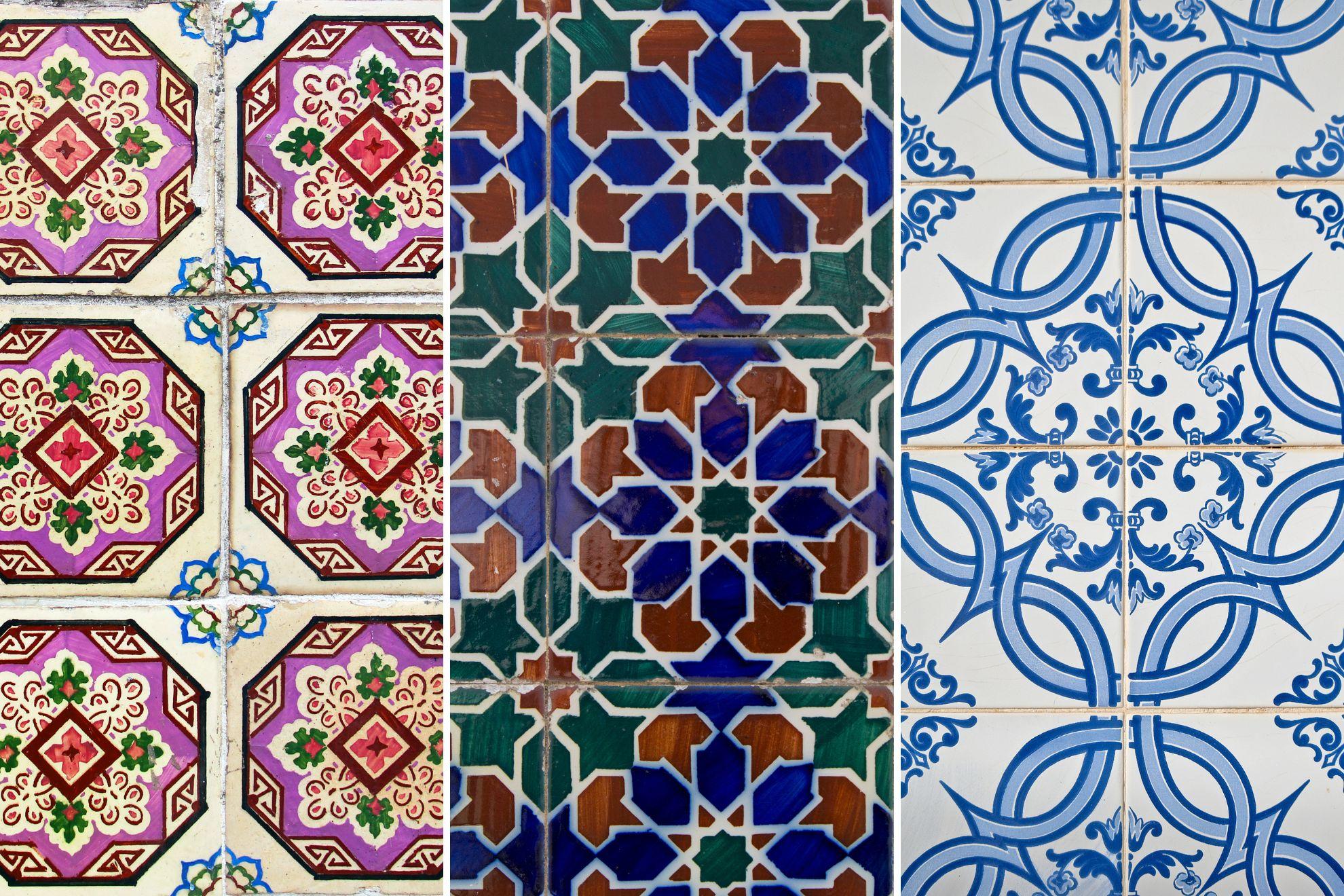 un trio présentant différents azulejos.