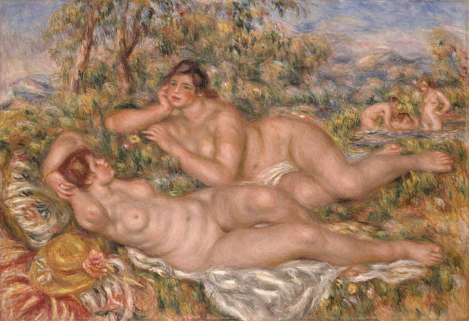 La représentation du tableau "Les baigneuses" de Renoir.