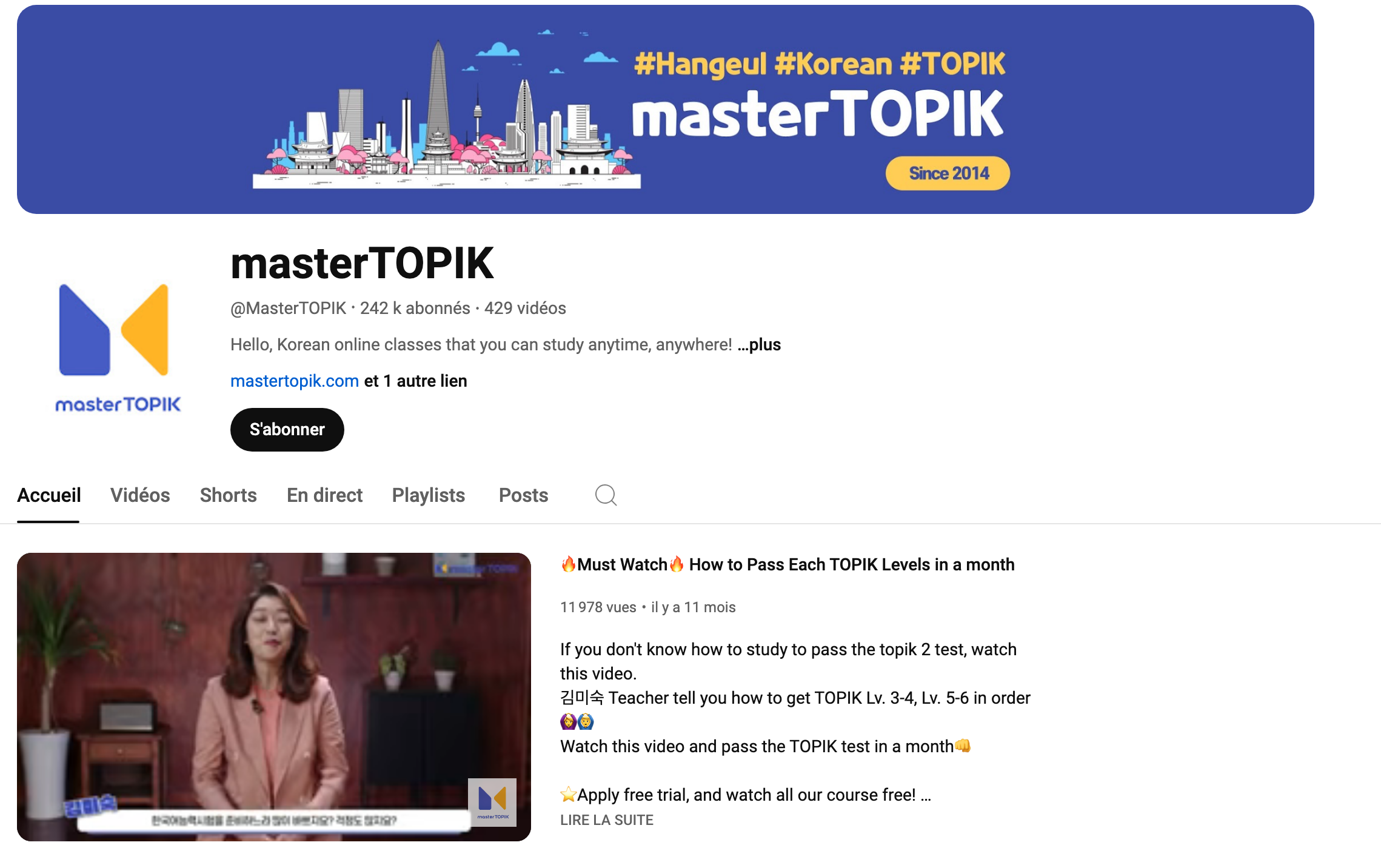 Extrait de la page YouTube de MasterTOPIK