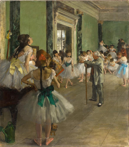 Représentation du tableau "La classe de danse" de Degas.